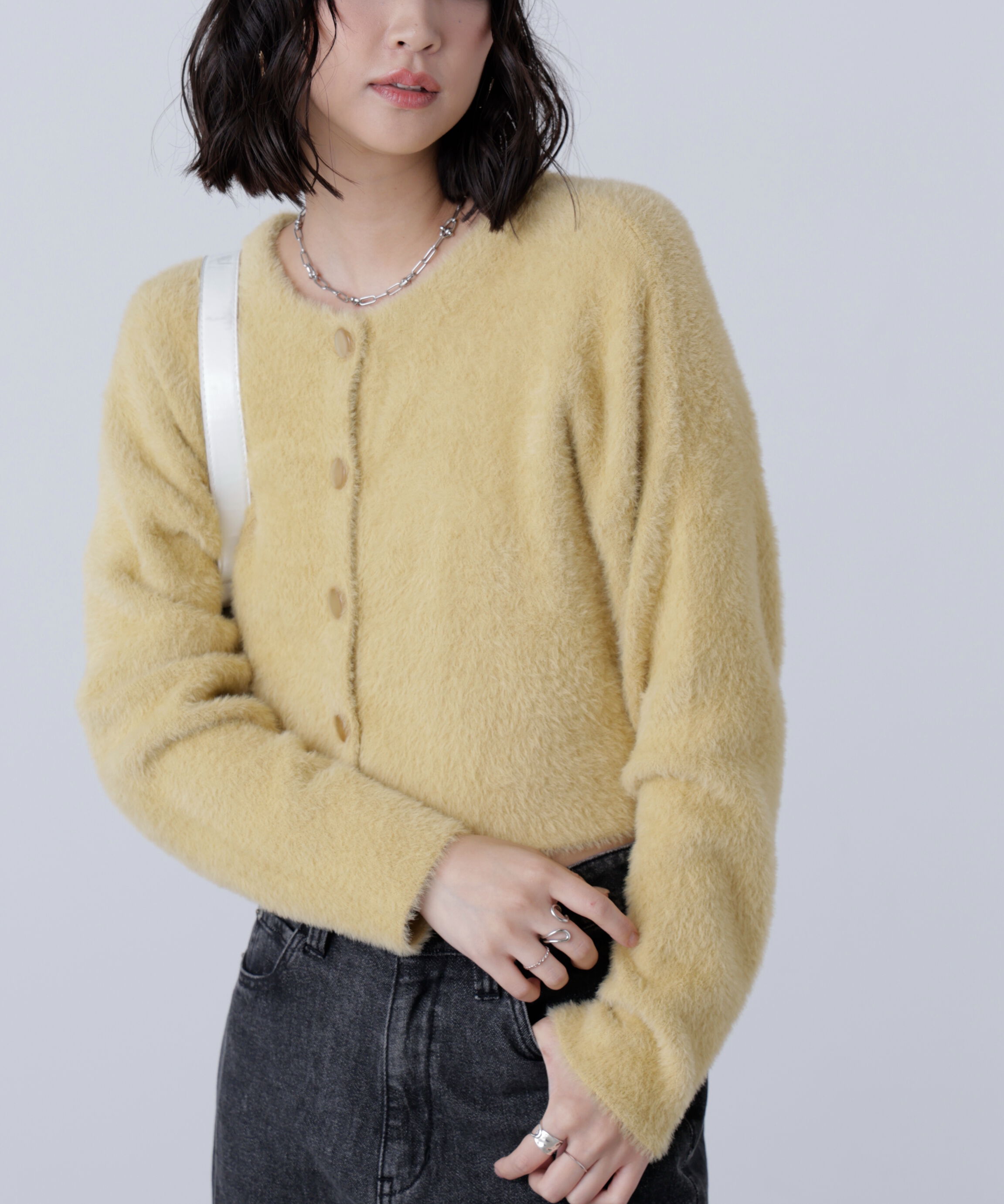  「前後2wayショートシャギー短丈ニット」|ニット・セーター|