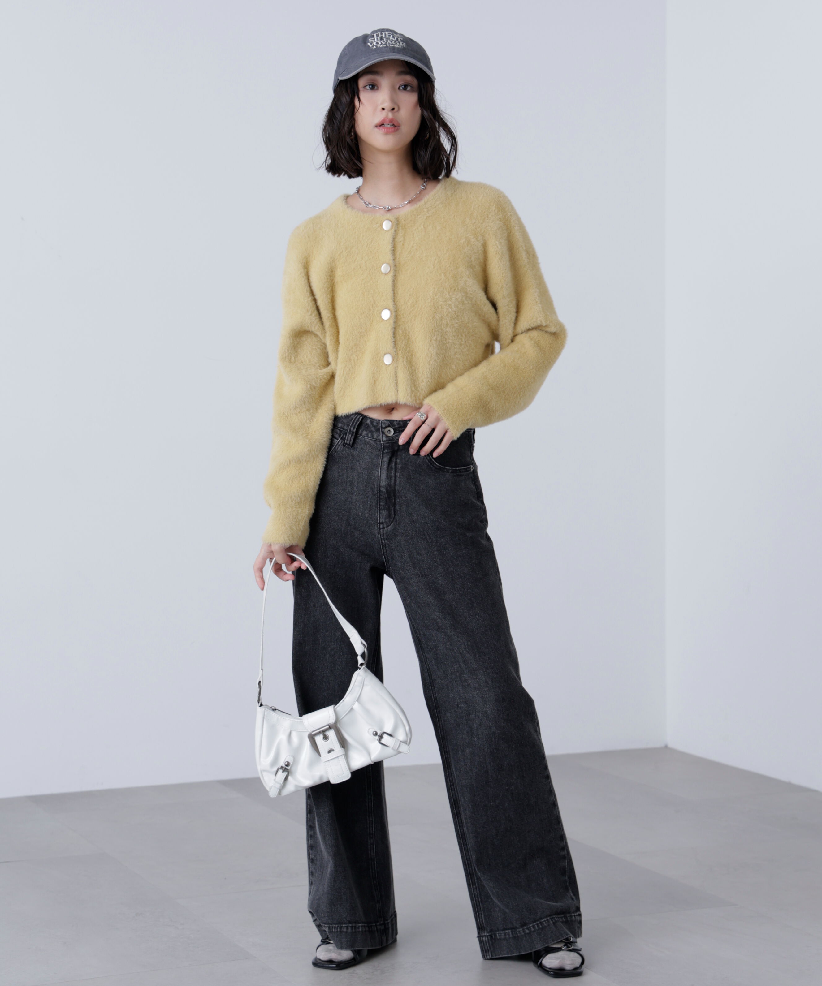  「前後2wayショートシャギー短丈ニット」|ニット・セーター|