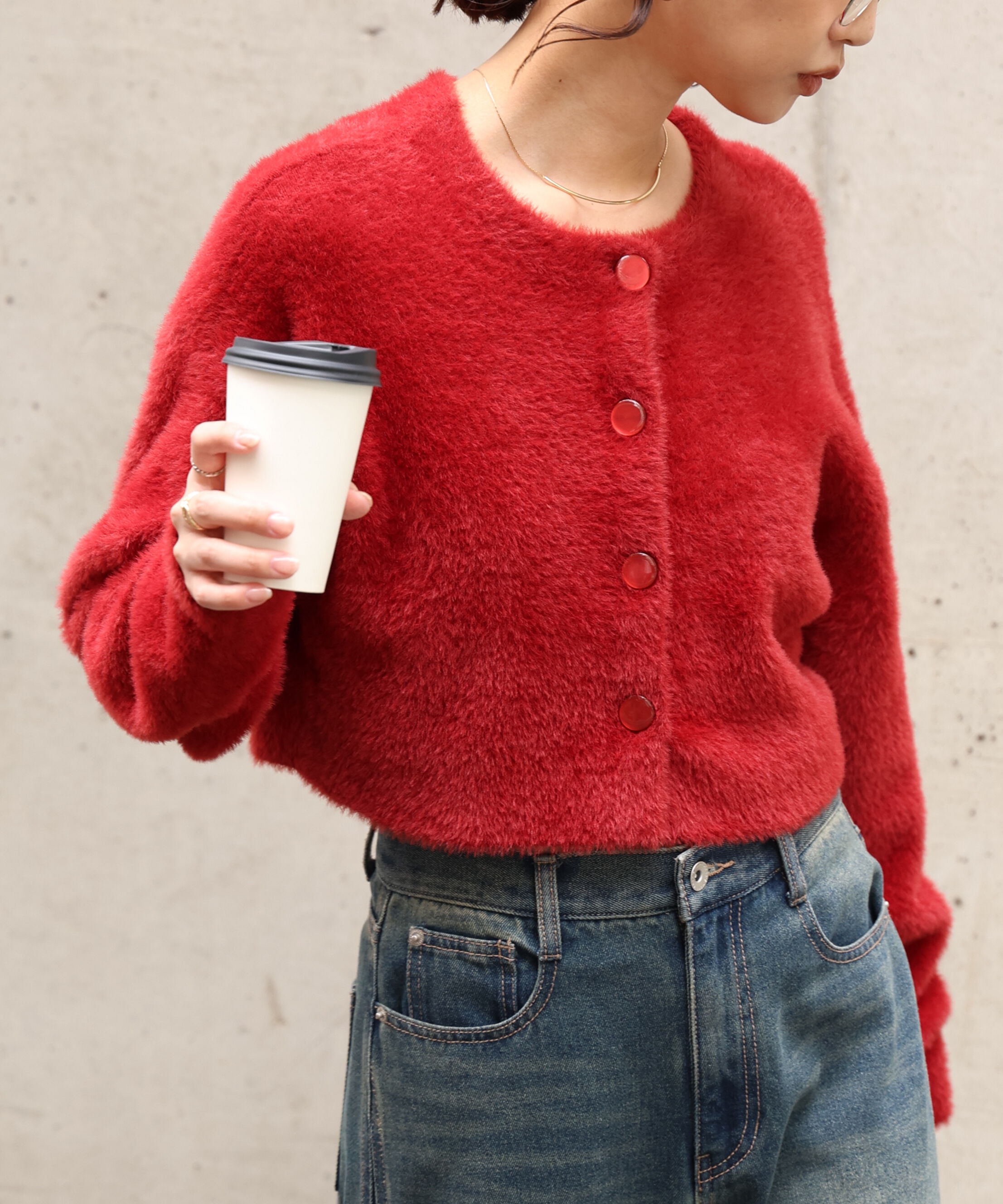  「前後2wayショートシャギー短丈ニット」|ニット・セーター|