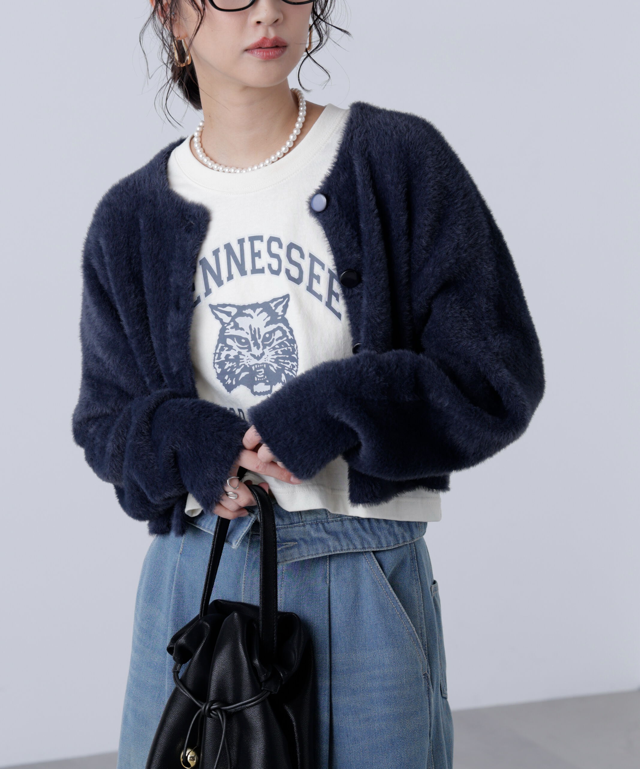  「前後2wayショートシャギー短丈ニット」|ニット・セーター|