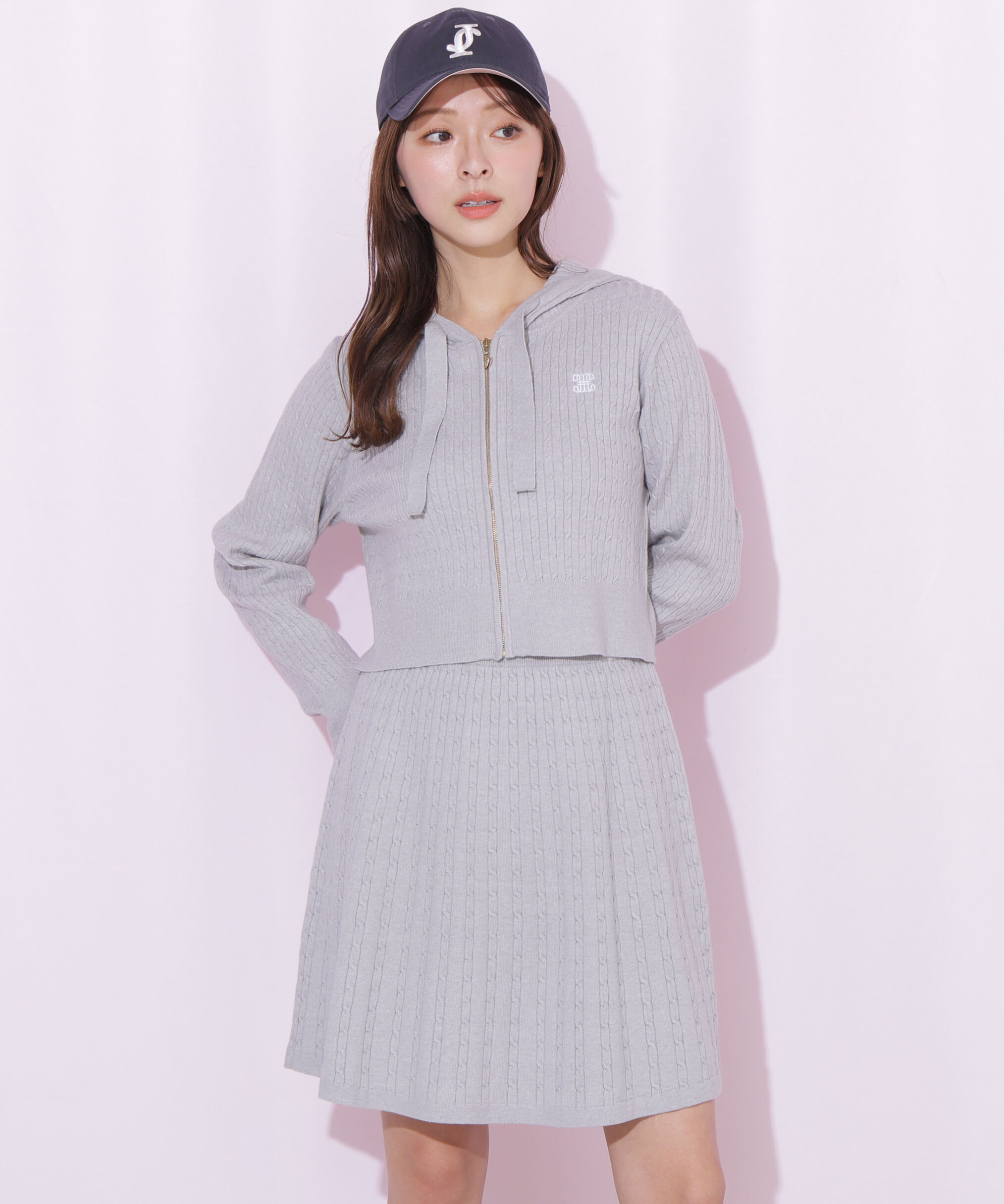  「ケーブルニットパーカーセットアップ」|ワンピース|