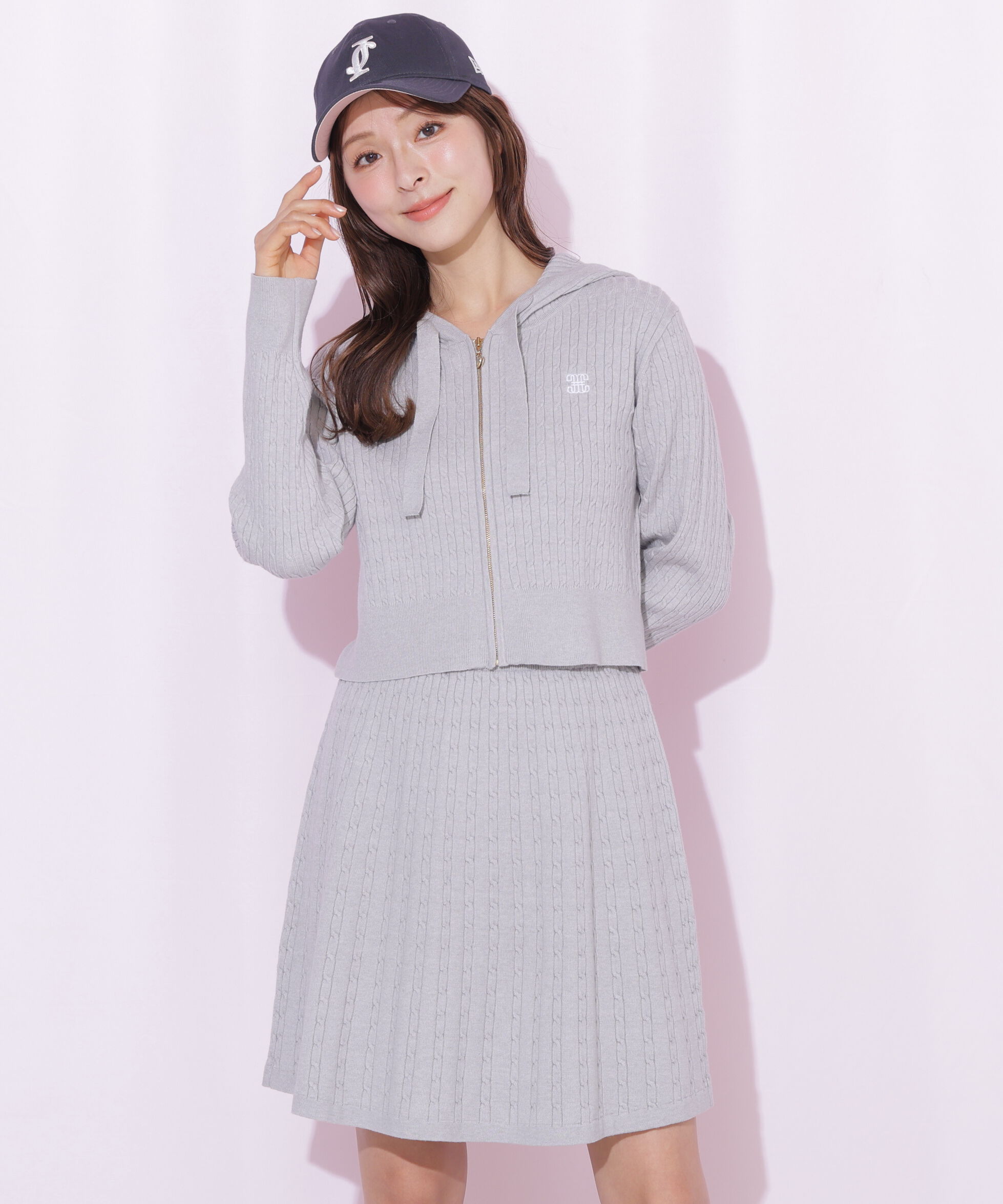  「ケーブルニットパーカーセットアップ」|ワンピース|