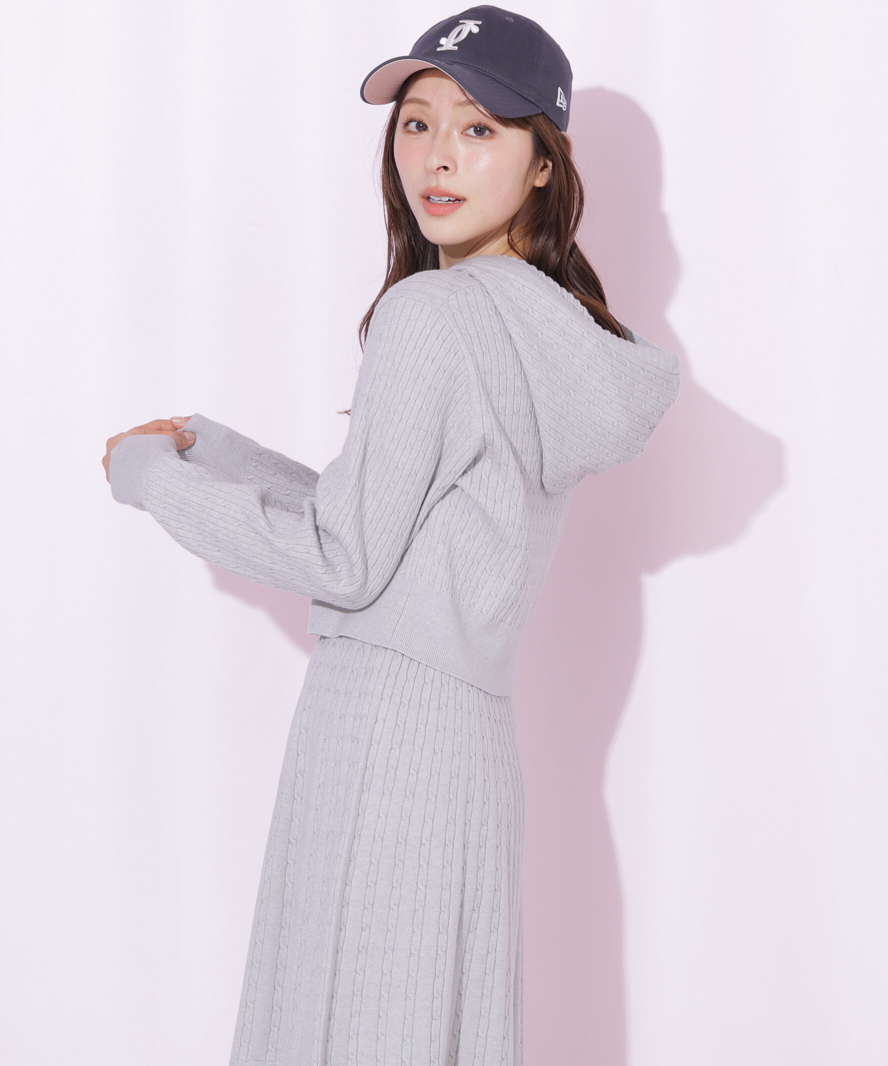  「ケーブルニットパーカーセットアップ」|ワンピース|