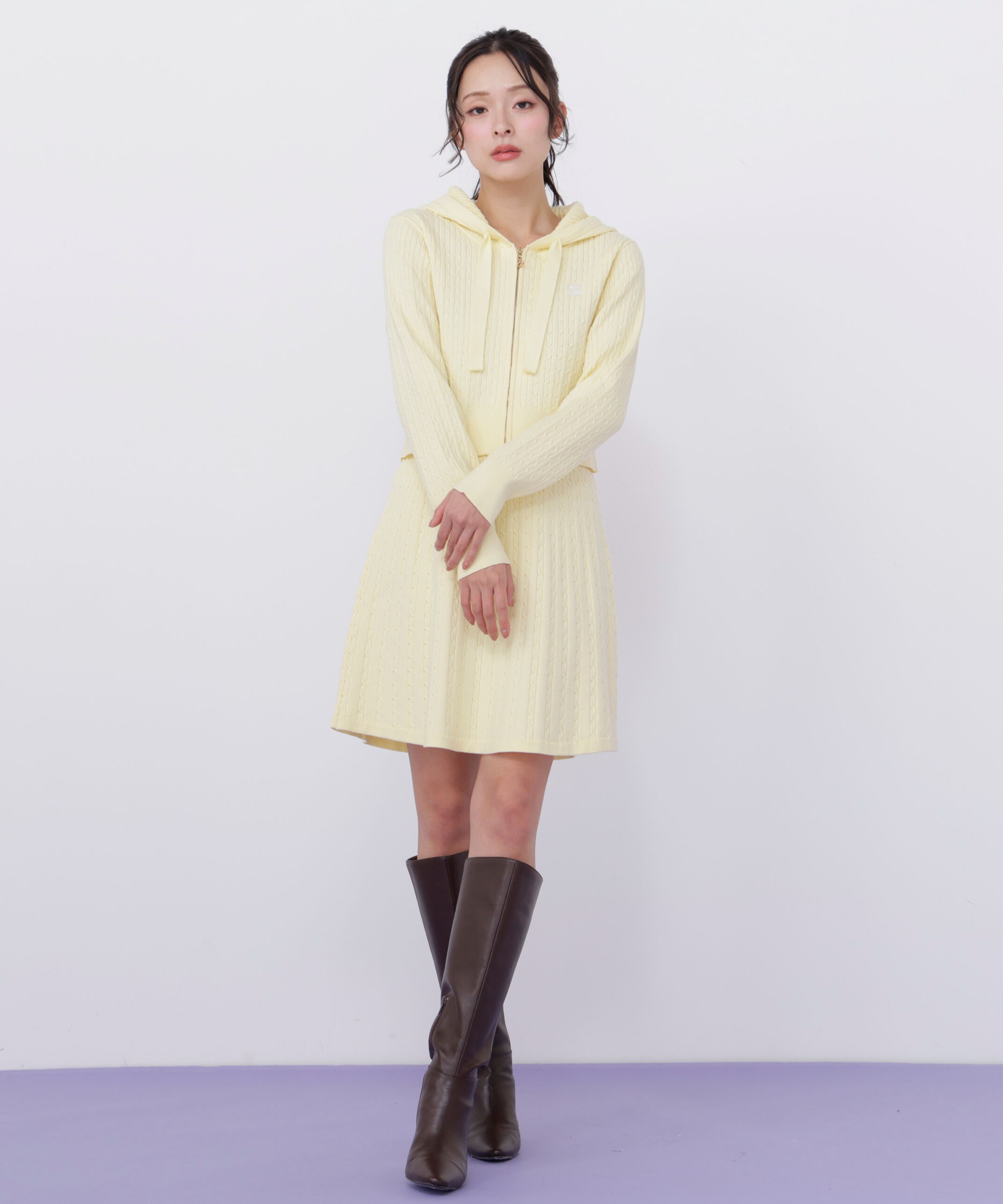  「ケーブルニットパーカーセットアップ」|ワンピース|