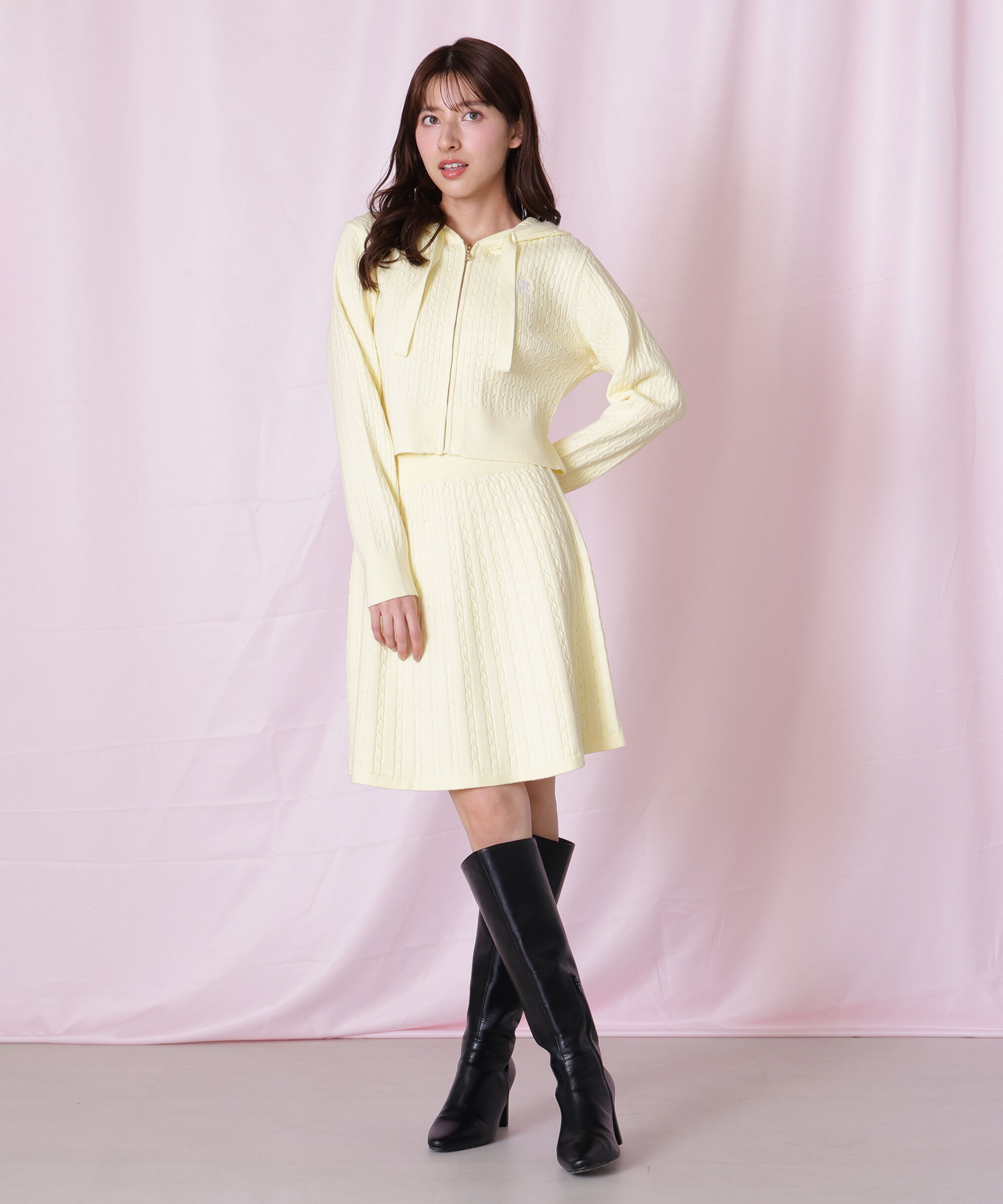  「ケーブルニットパーカーセットアップ」|ワンピース|