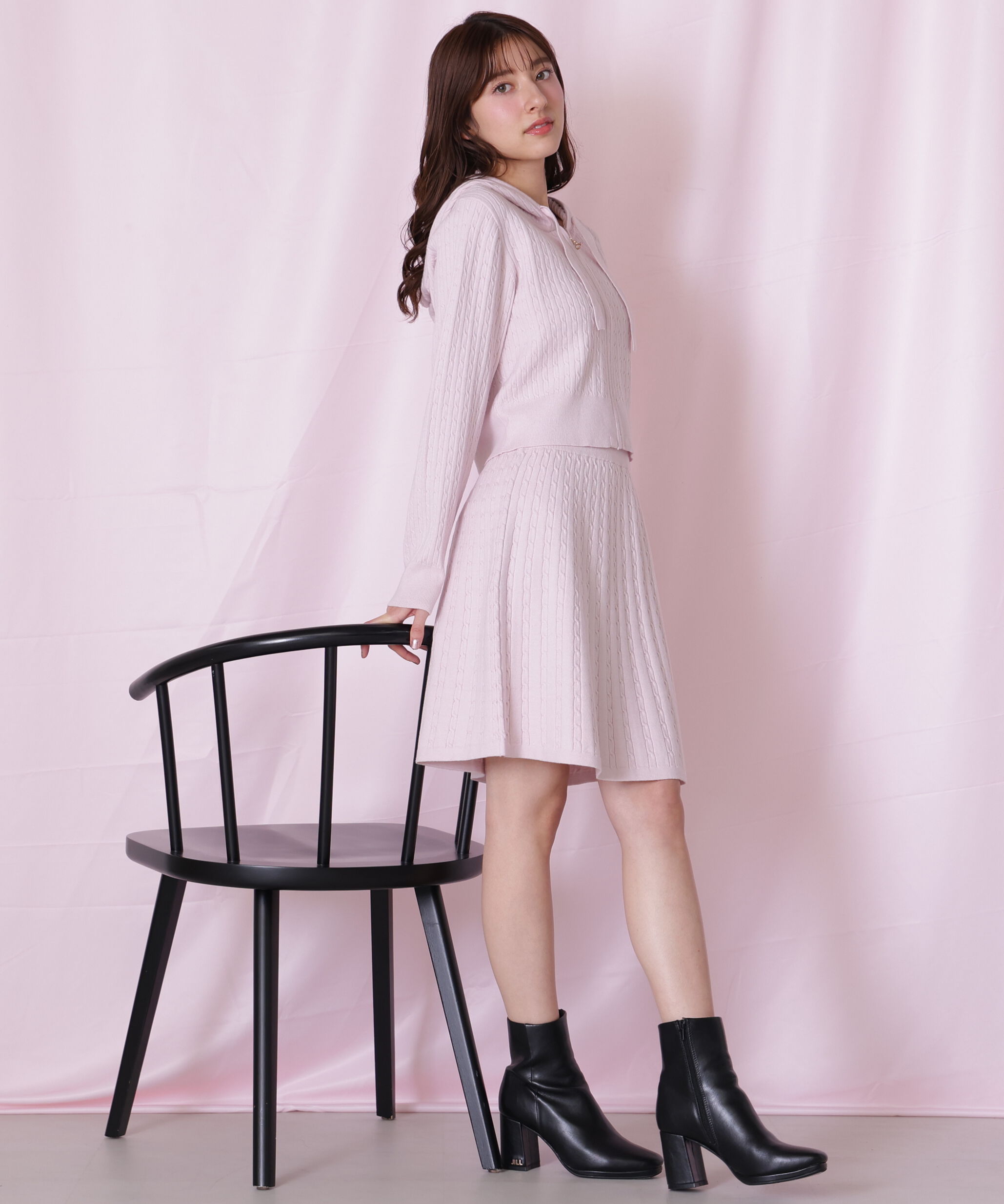  「ケーブルニットパーカーセットアップ」|ワンピース|