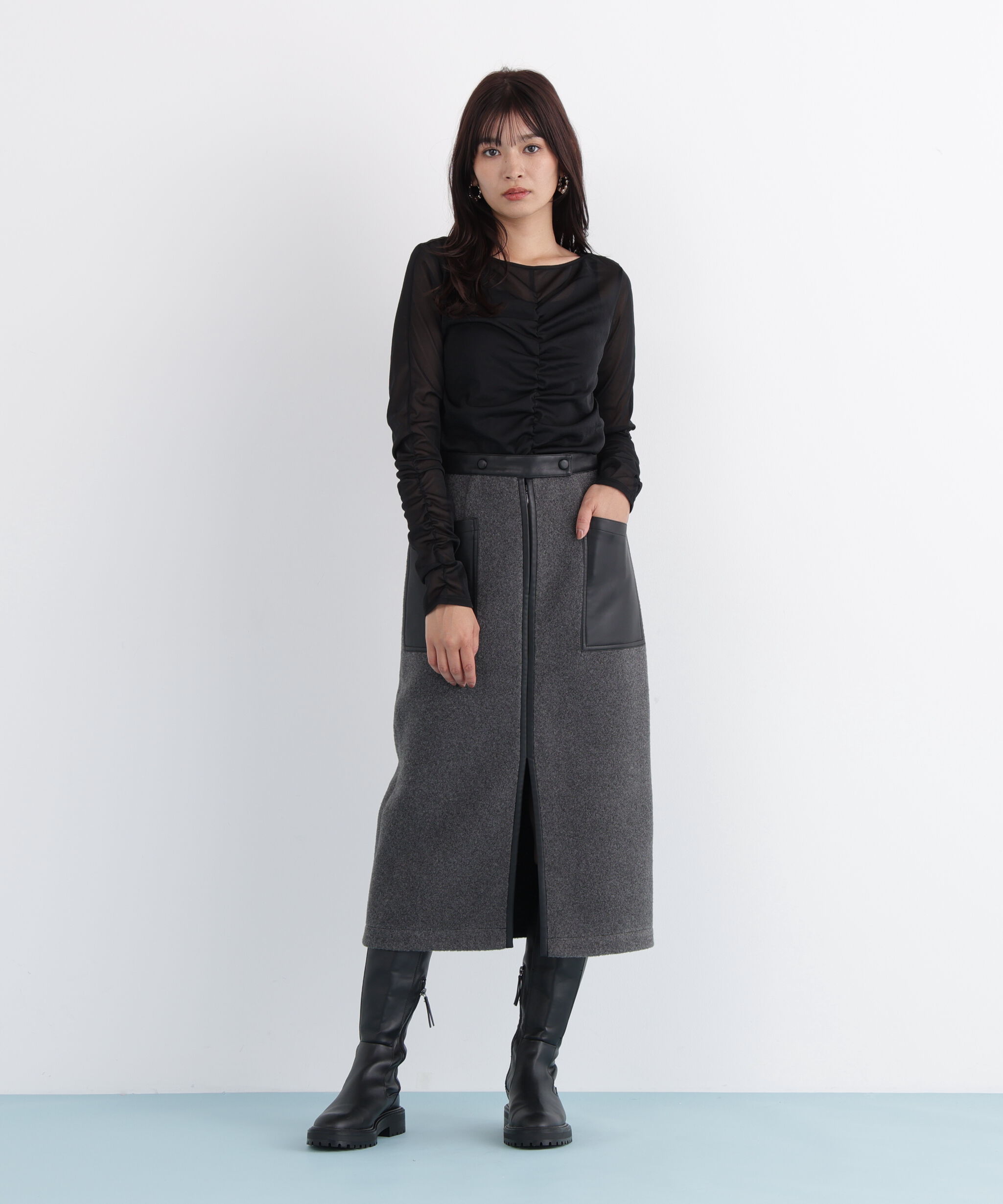  「◆シアーギャザーカットソー」|Tシャツ・カットソー|