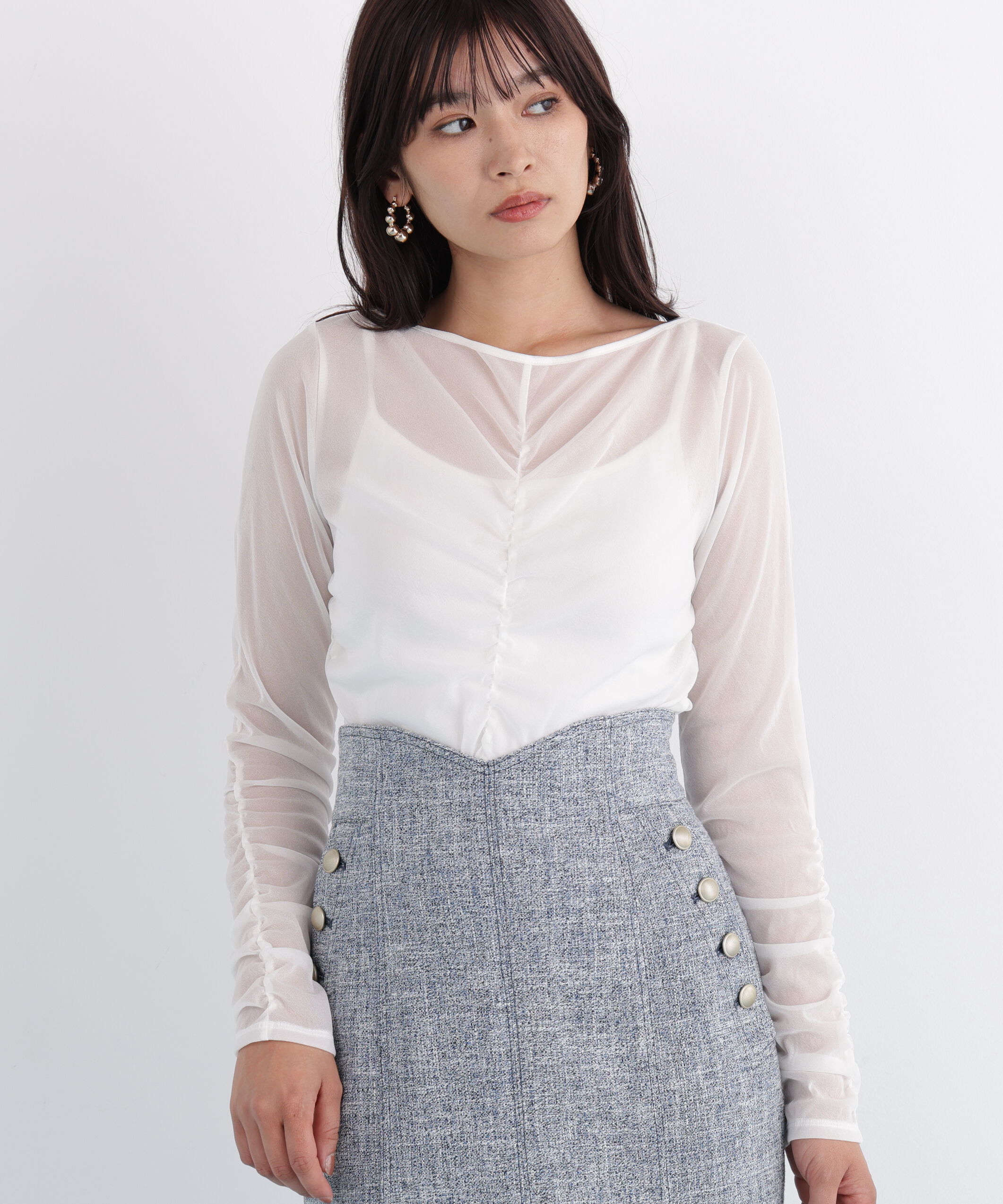  「◆シアーギャザーカットソー」|Tシャツ・カットソー|