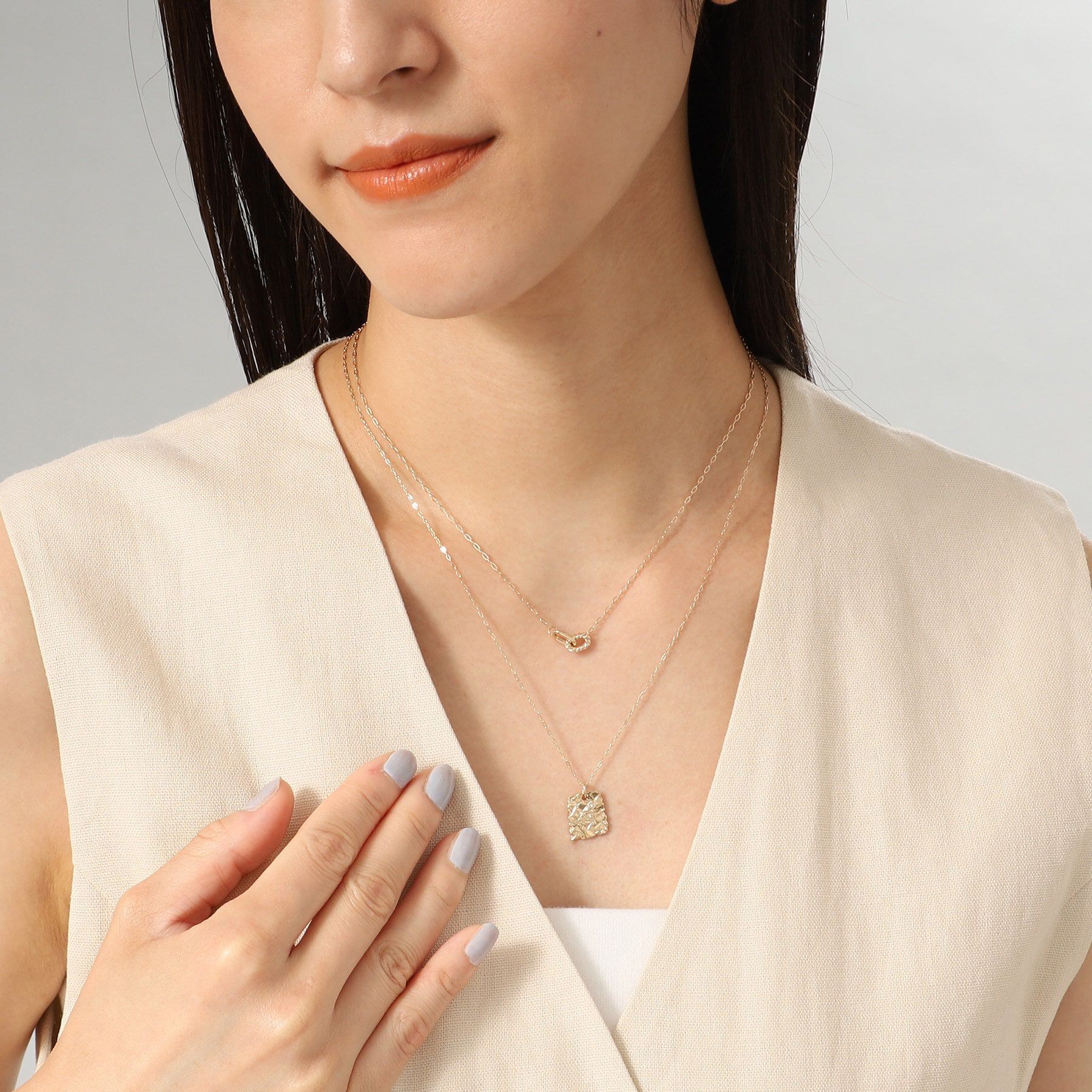 COCOSHNIK「K10カービングパターンプレート ネックレス」|ネックレス|