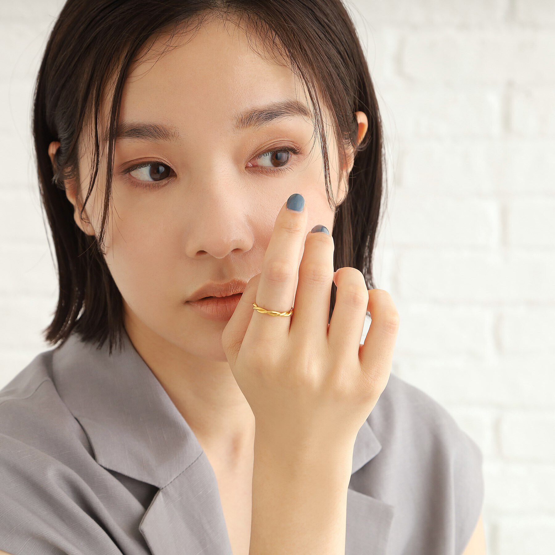 COCOSHNIK ONKITSCH「シルバー ラインリング ツイストストリング GP」|リング|