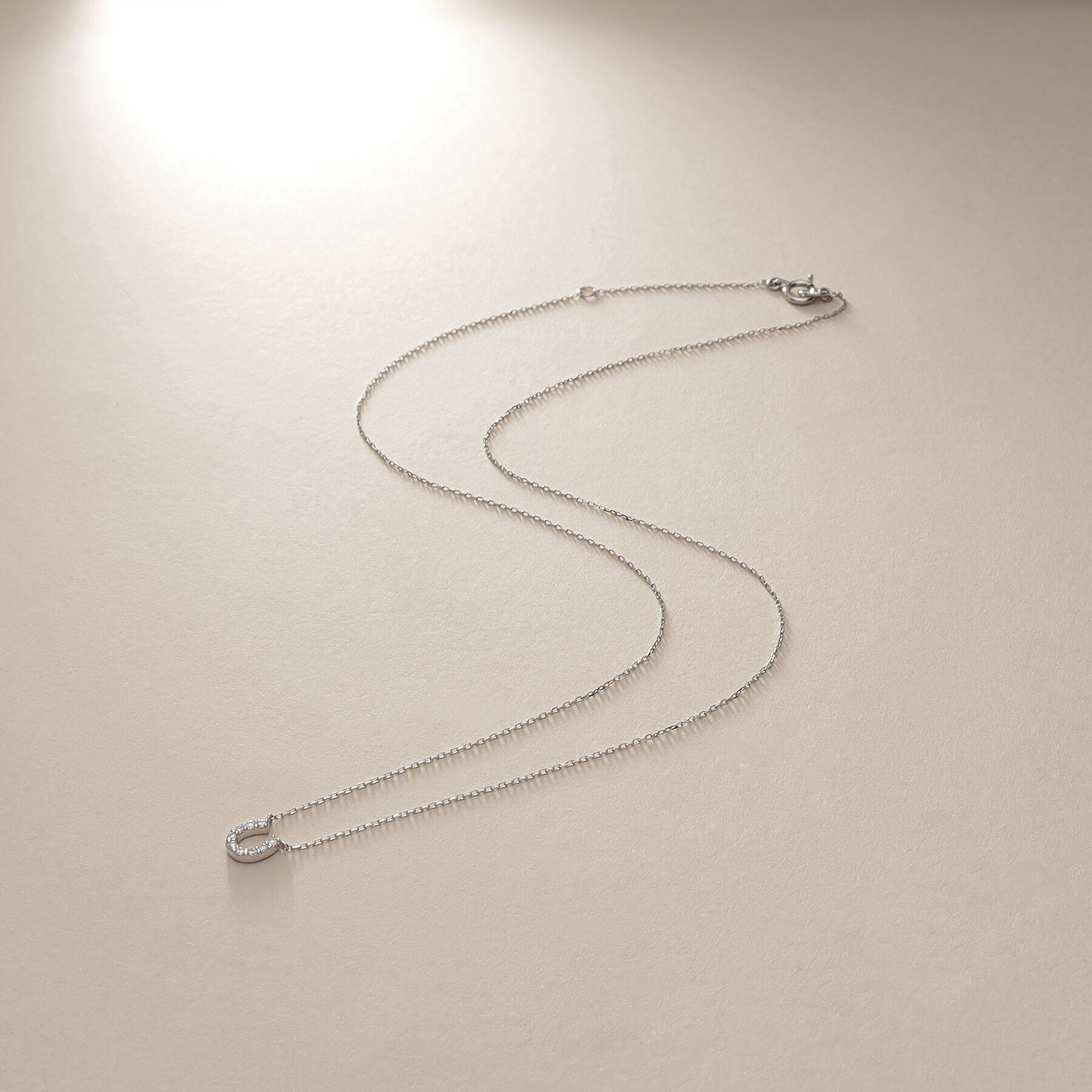 COCOSHNIK「プラチナ ダイヤモンド 馬蹄モチーフ ネックレス中」|ネックレス|