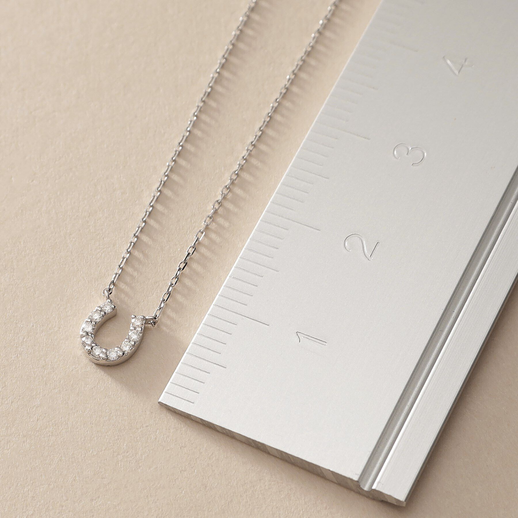 COCOSHNIK「プラチナ ダイヤモンド 馬蹄モチーフ ネックレス中」|ネックレス|
