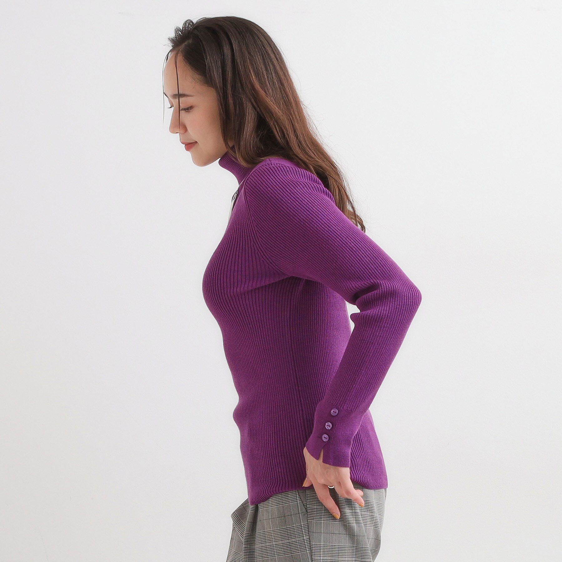 SHOO･LA･RUE「【絶妙なゆるピタ/洗濯機可】ちくちくしにくい リブタートルネック やわらかニット【CIRCRIC】」|ニット・セーター|