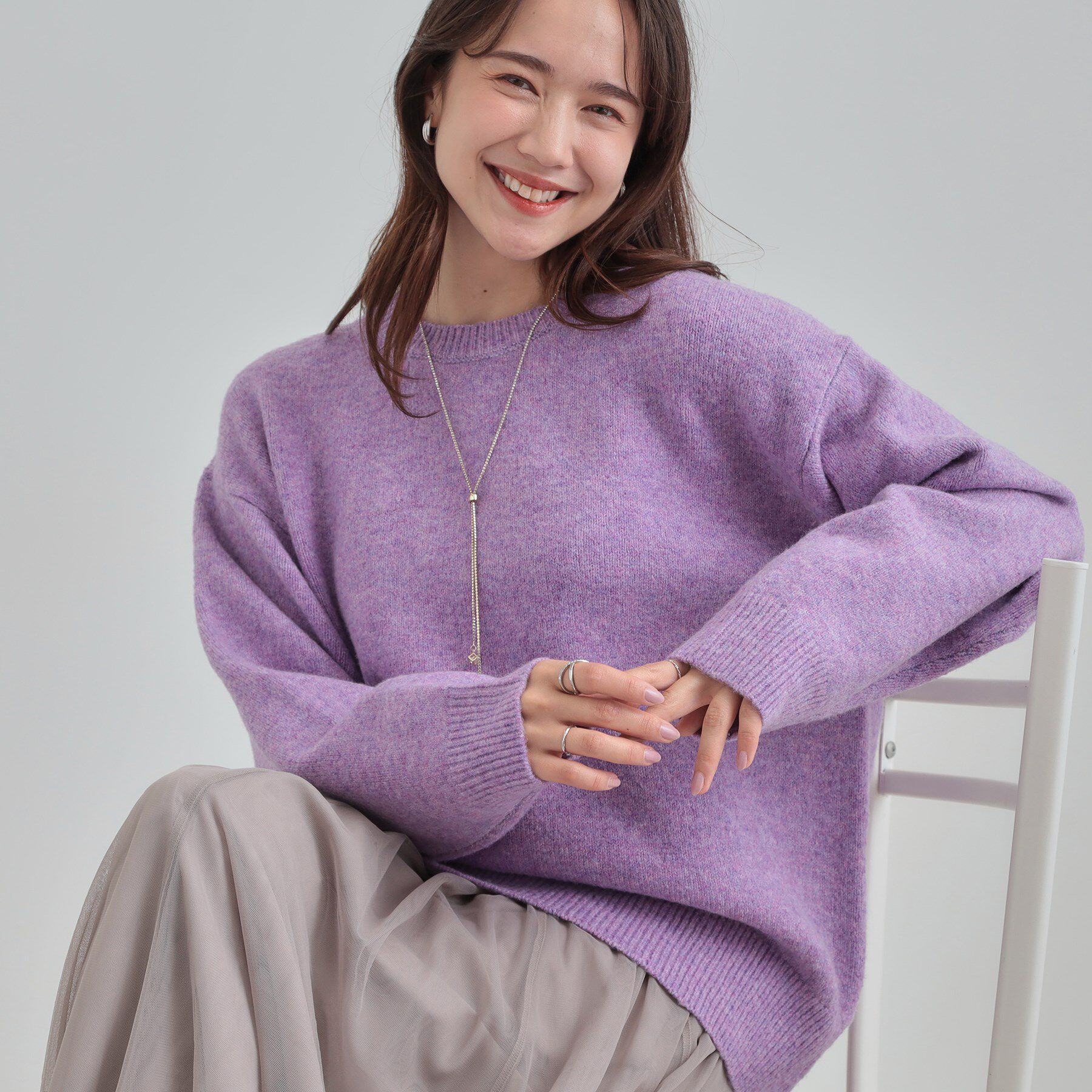 SHOO･LA･RUE「【洗濯機可】お気に入りカラーを身にまとって　ふんわりゆるニット」|ニット・セーター|パープル(081)