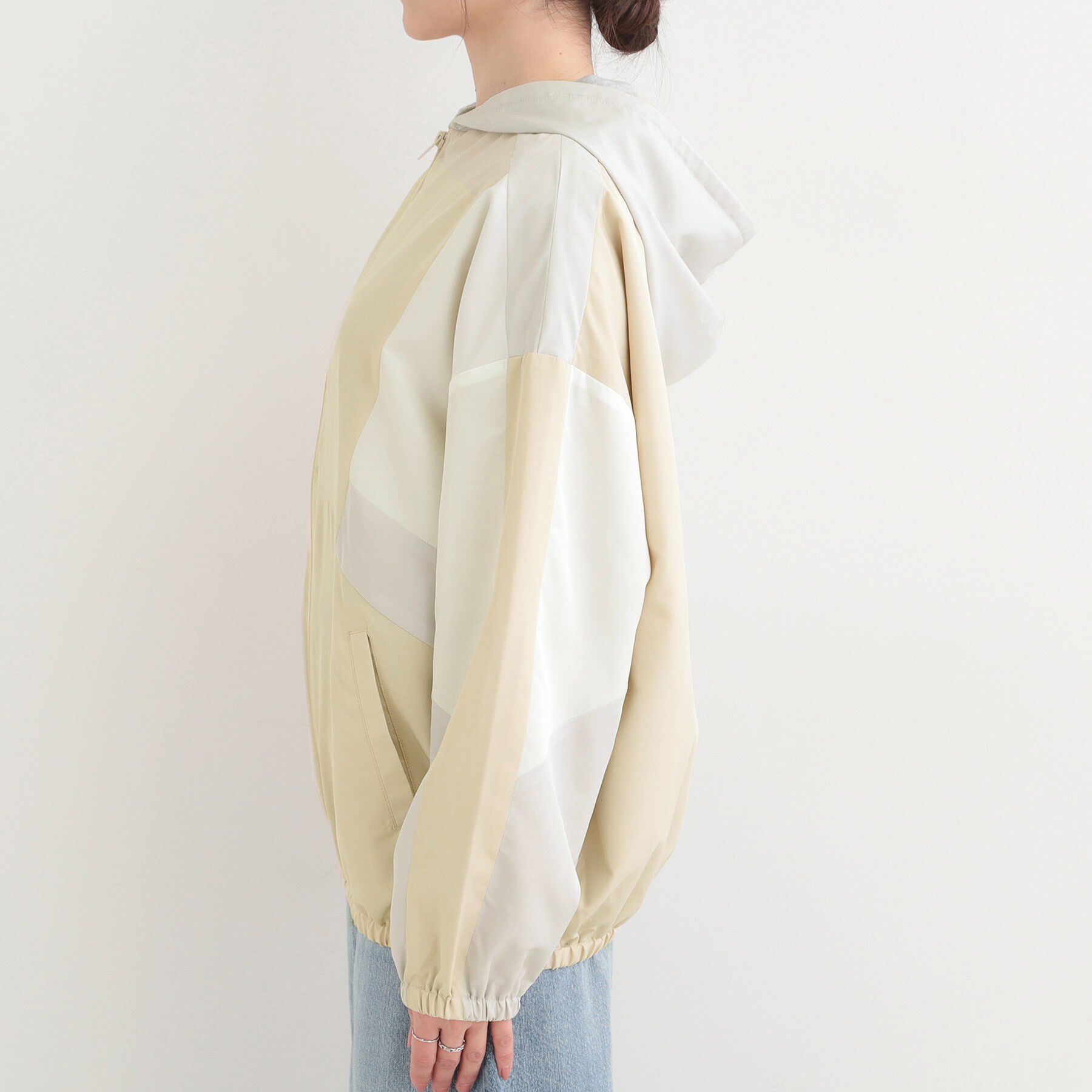 SHOO･LA･RUE「【S-LL】大人スポーティ　配色フードブルゾン」|ブルゾン・スタジャン|