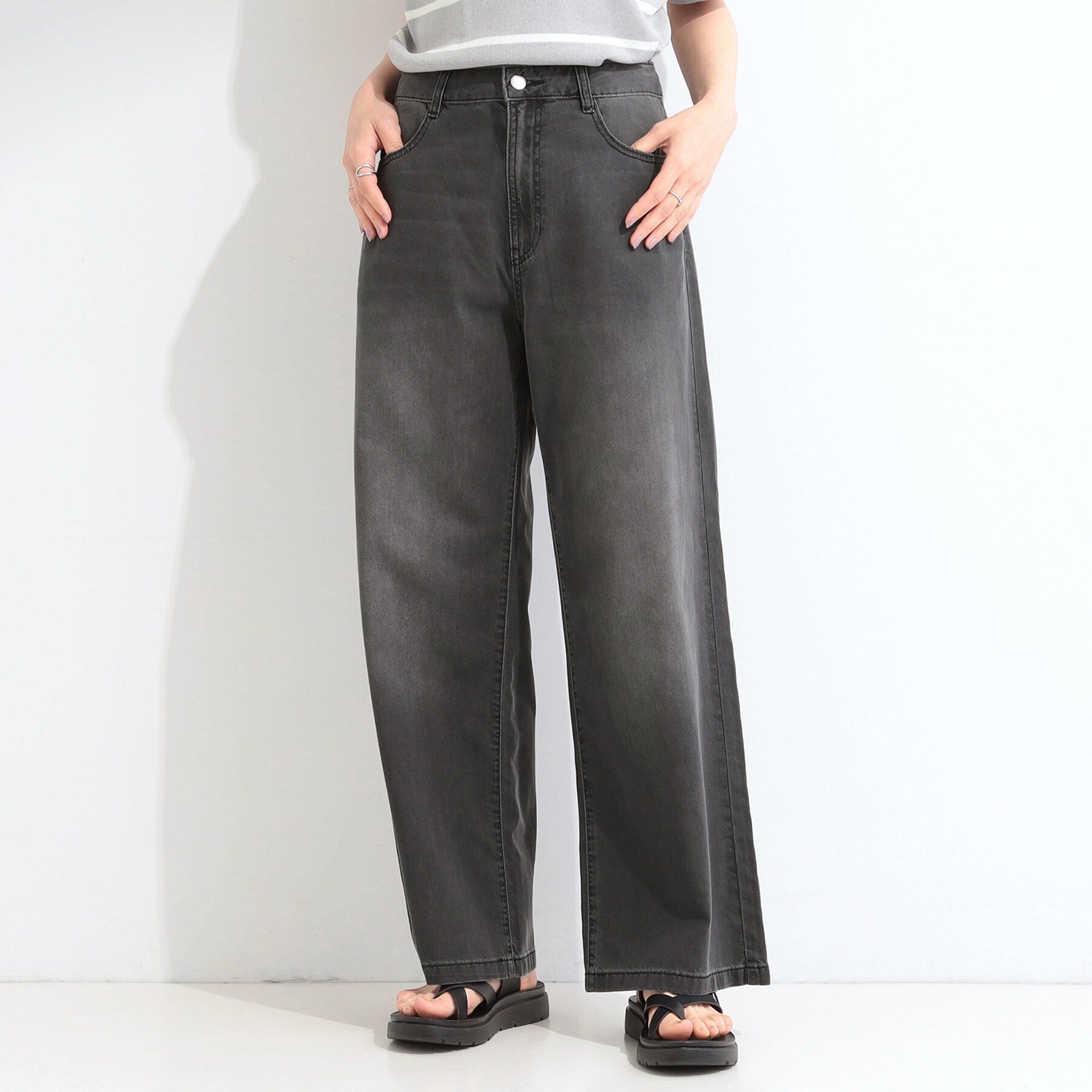 SHOO･LA･RUE「【ひんやり/S-LL】夏でも快適 ライトデニムワイドパンツ」|その他|