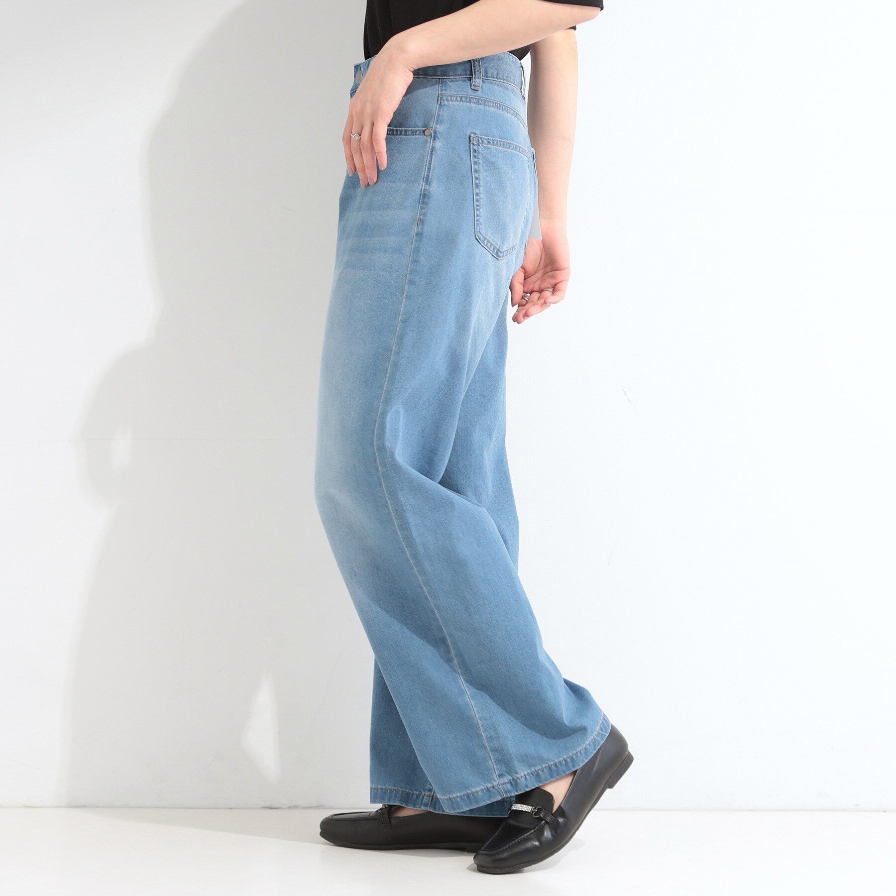 SHOO･LA･RUE「【ひんやり/S-LL】夏でも快適 ライトデニムワイドパンツ」|その他|