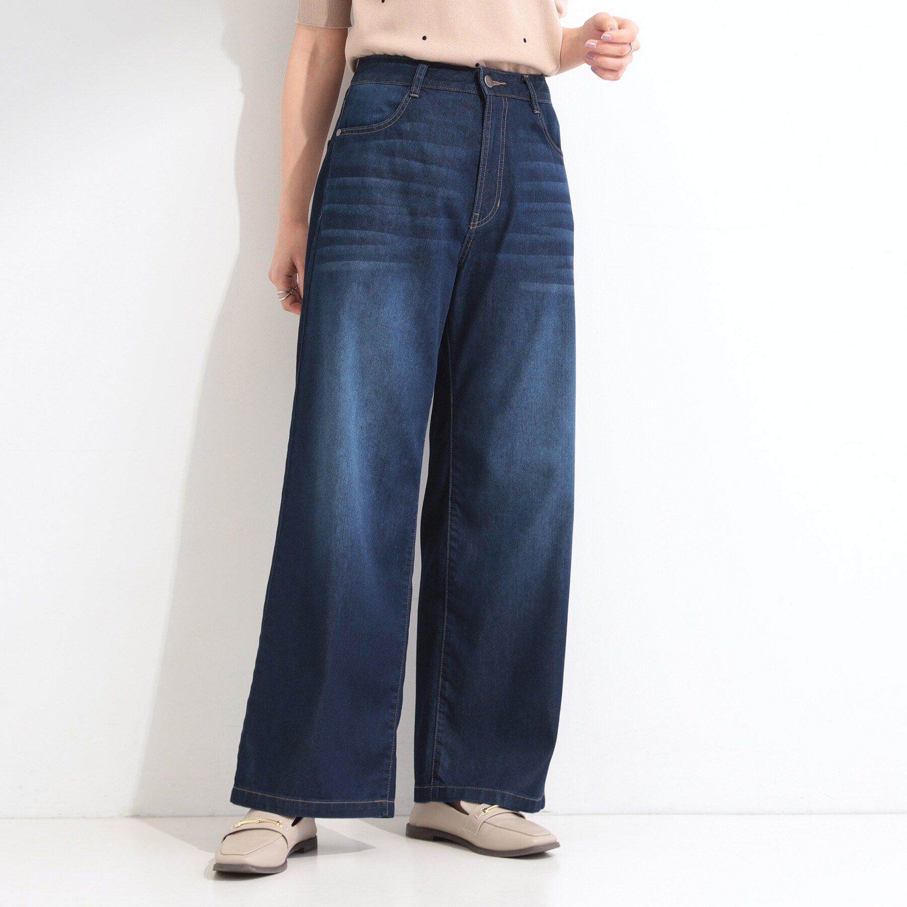 SHOO･LA･RUE「【ひんやり/S-LL】夏でも快適 ライトデニムワイドパンツ」|その他|