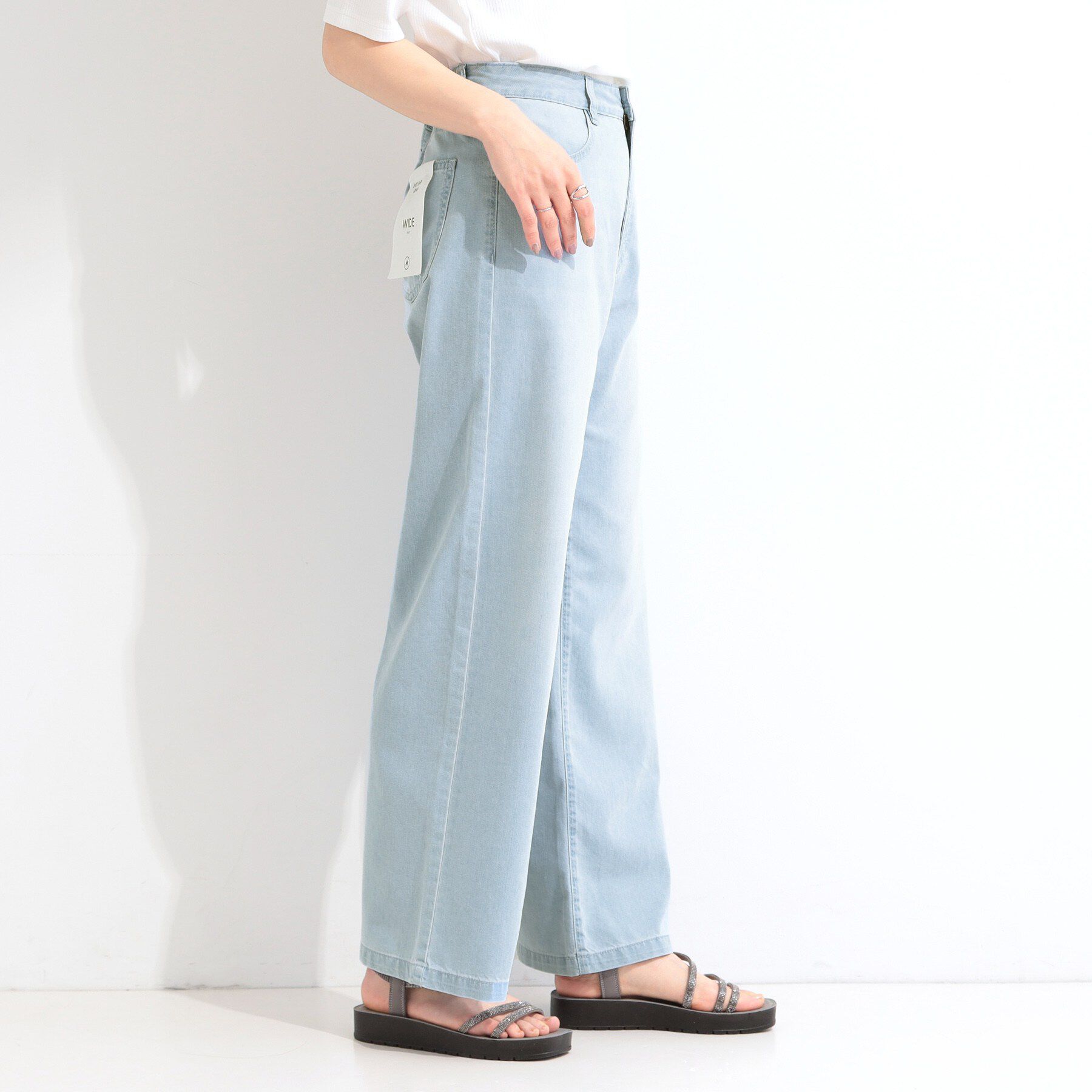 SHOO･LA･RUE「【ひんやり/S-LL】夏でも快適 ライトデニムワイドパンツ」|その他|