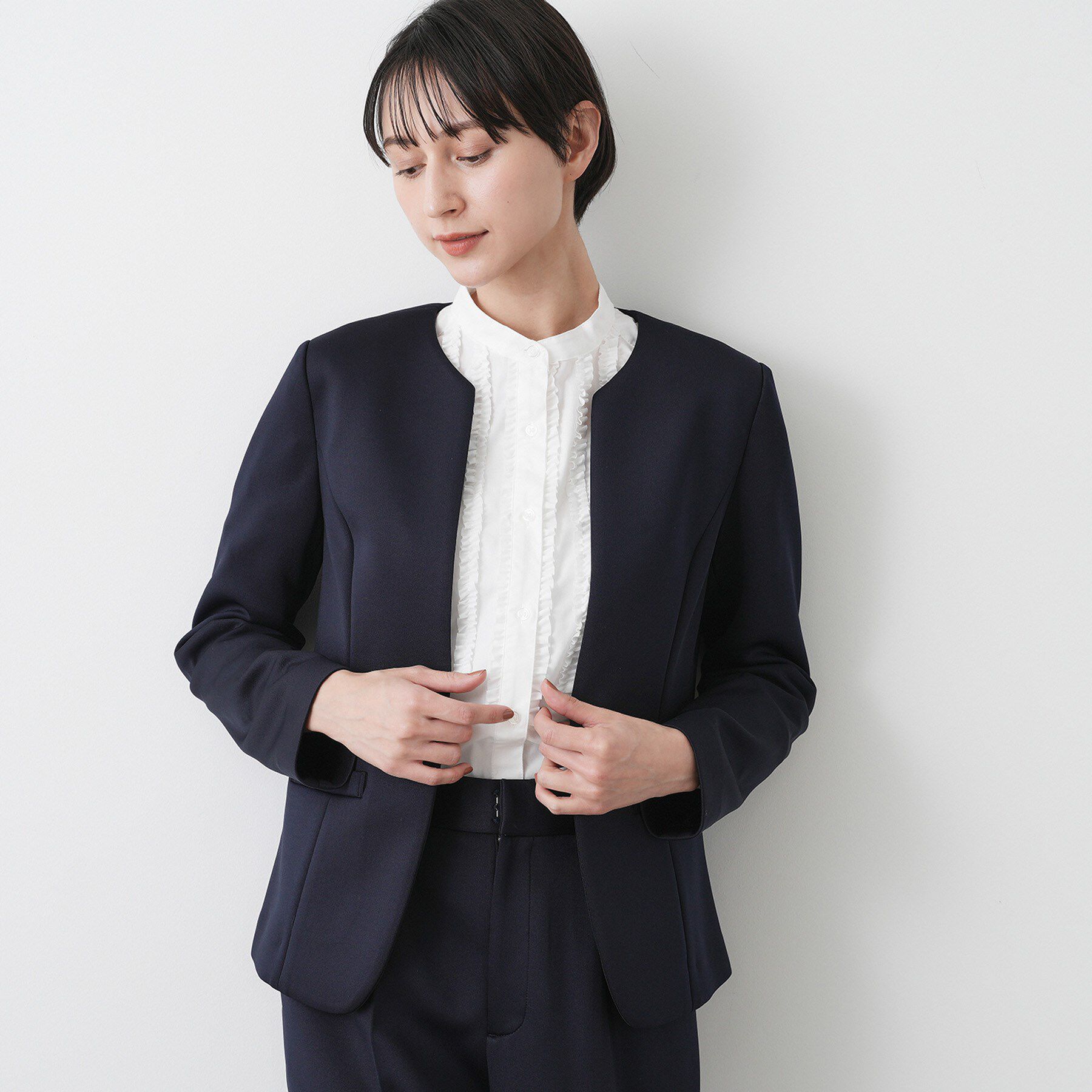 Dessin「【通勤/セットアップ可能】ソフトボンディングジャケット」|ノーカラージャケット|