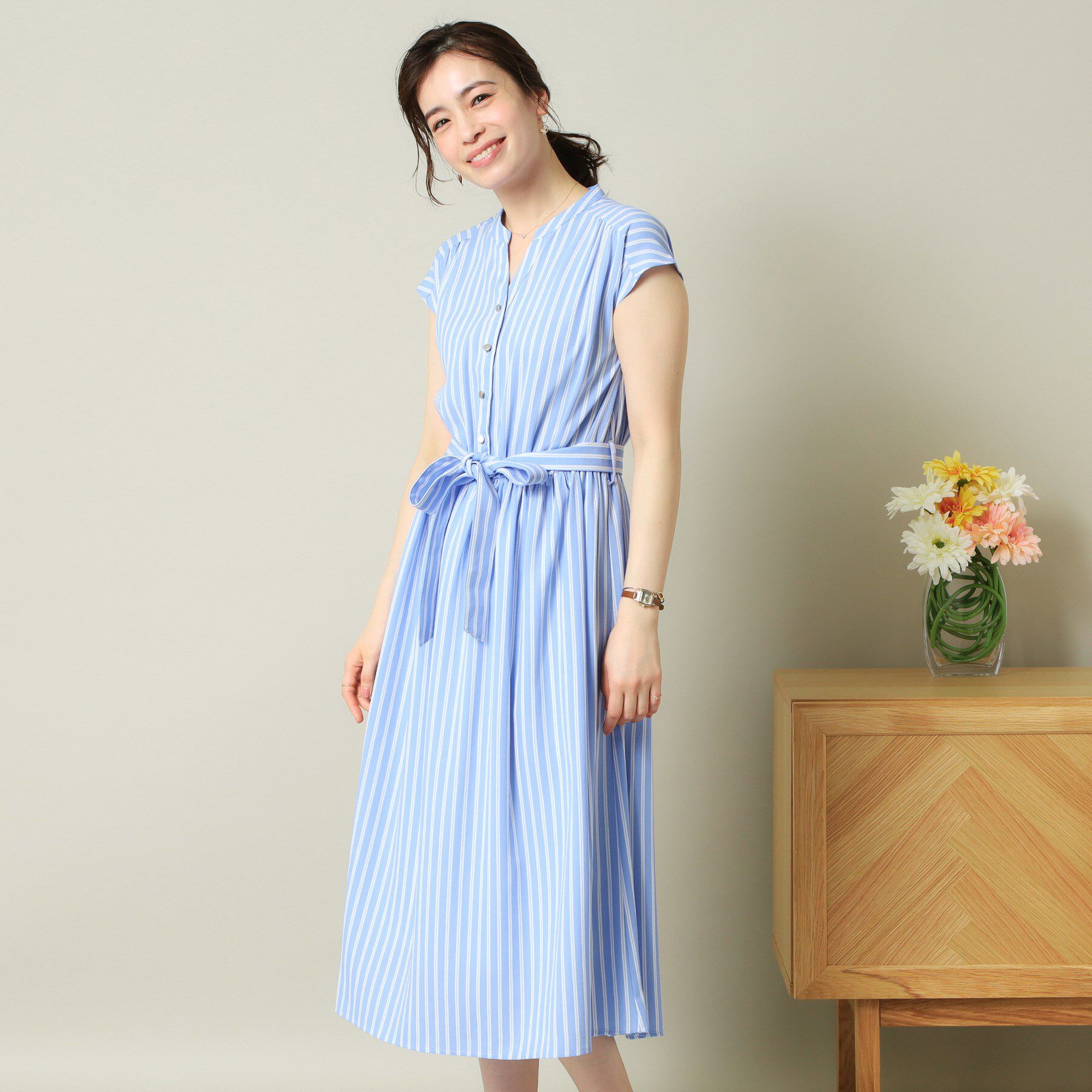 ITS&rsquo;DEMO「【UVケア／吸水速乾／洗濯機OK／洗濯後しわになりにくい】麻調合繊ワンピース＜ラク服シリーズ＞」|ワンピース|