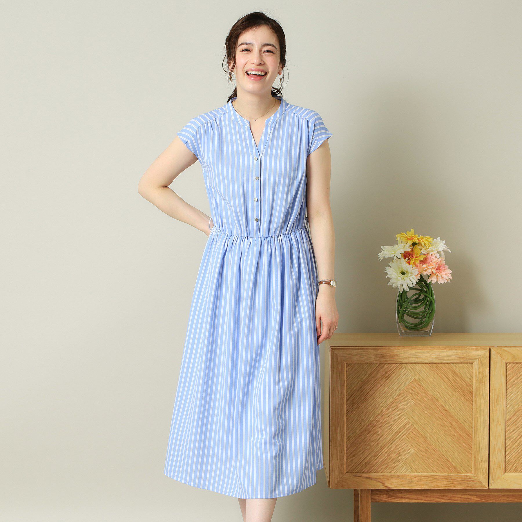 ITS&rsquo;DEMO「【UVケア／吸水速乾／洗濯機OK／洗濯後しわになりにくい】麻調合繊ワンピース＜ラク服シリーズ＞」|ワンピース|