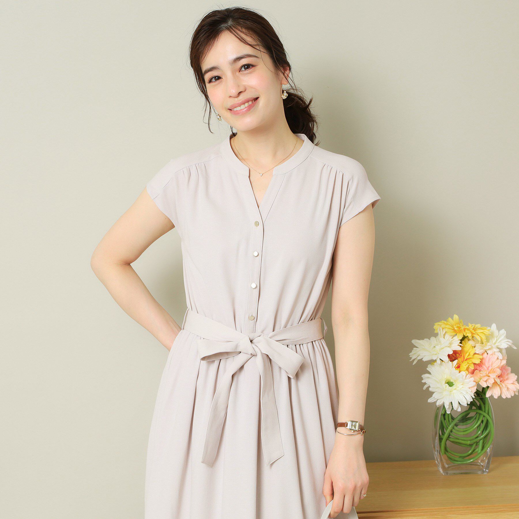 ITS&rsquo;DEMO「【UVケア／吸水速乾／洗濯機OK／洗濯後しわになりにくい】麻調合繊ワンピース＜ラク服シリーズ＞」|ワンピース|