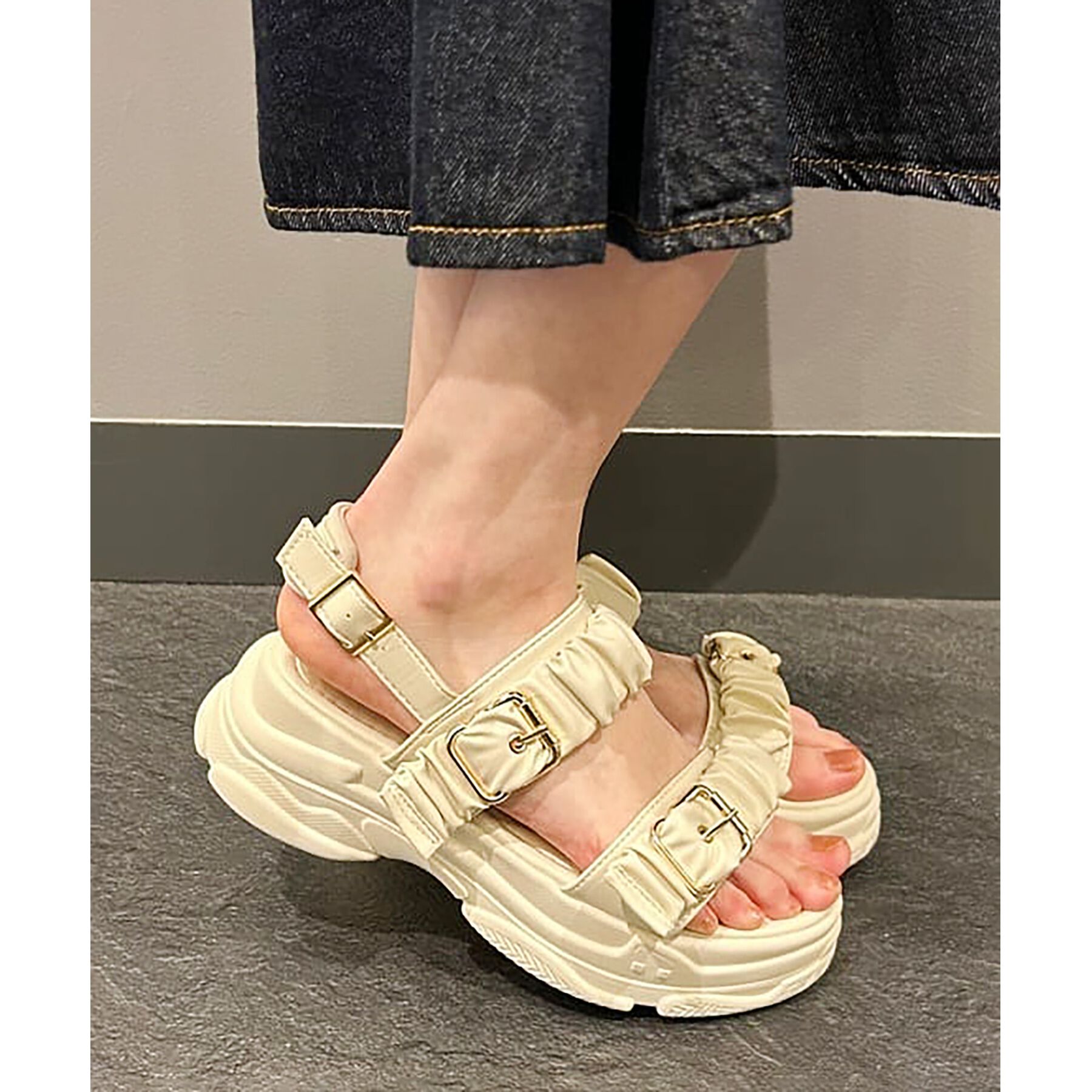 csT&P「厚底クシュクシュベルトスポサン」|サンダル|