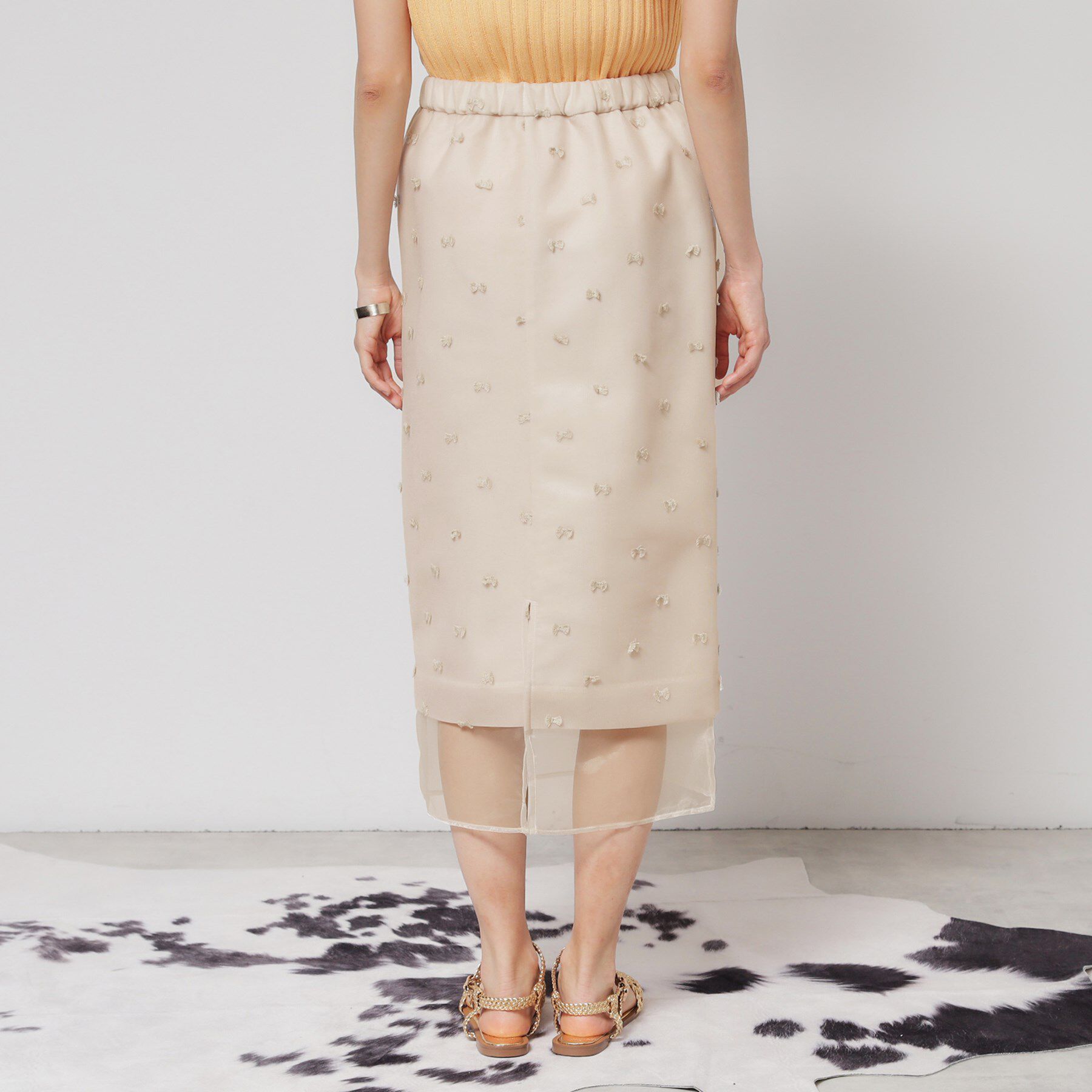 SunaUna「【シアー／ウエストゴム】リボンジャカードスカート」|スカート|