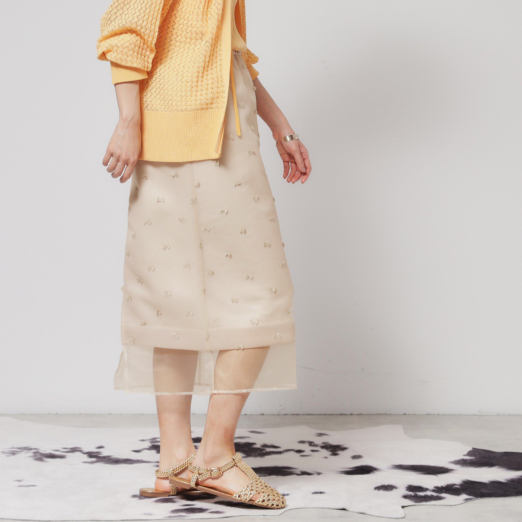 SunaUna「【シアー／ウエストゴム】リボンジャカードスカート」|スカート|