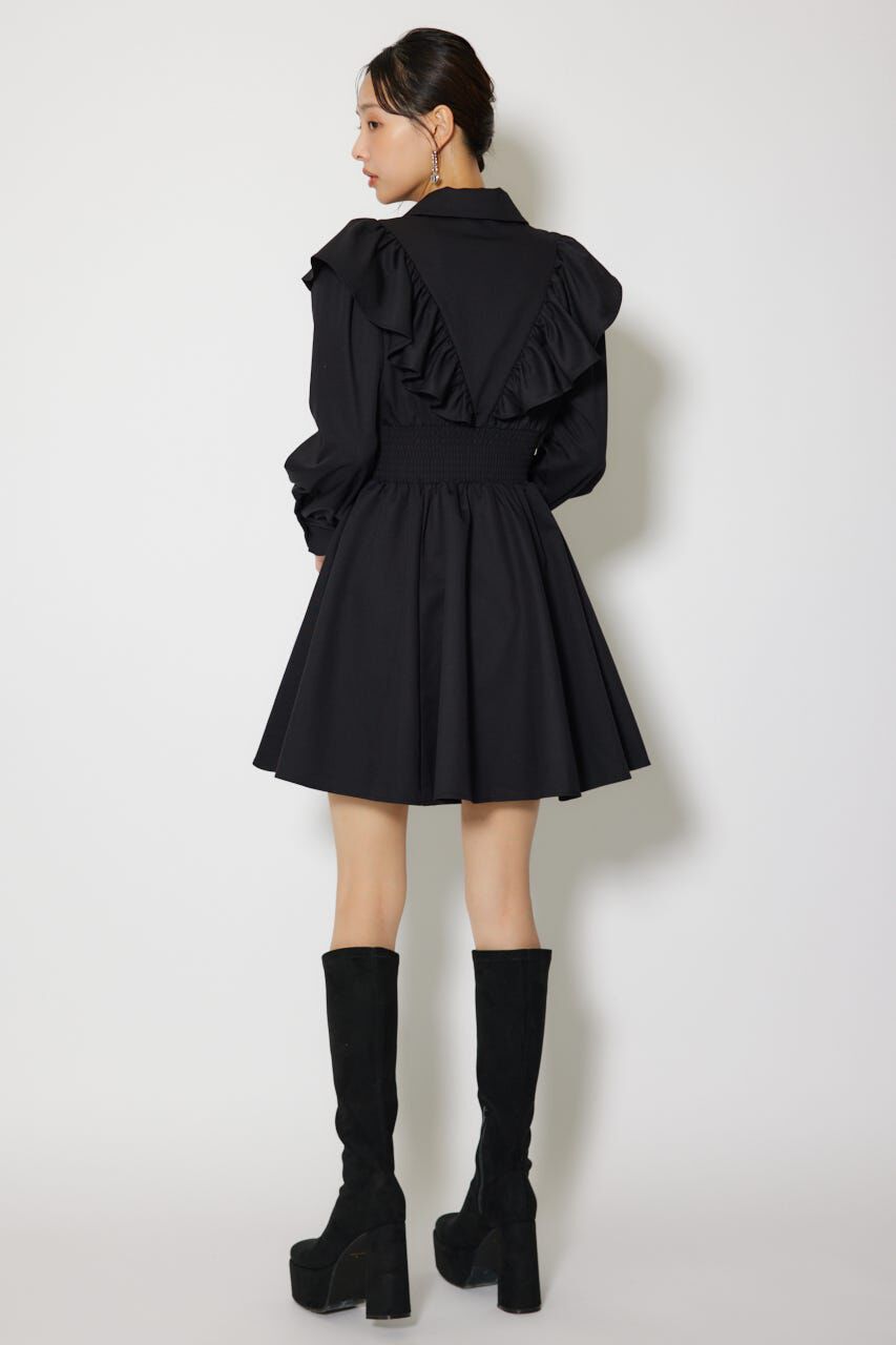 rienda「フロントZIPフリルミニシャツワンピース」|ワンピース|