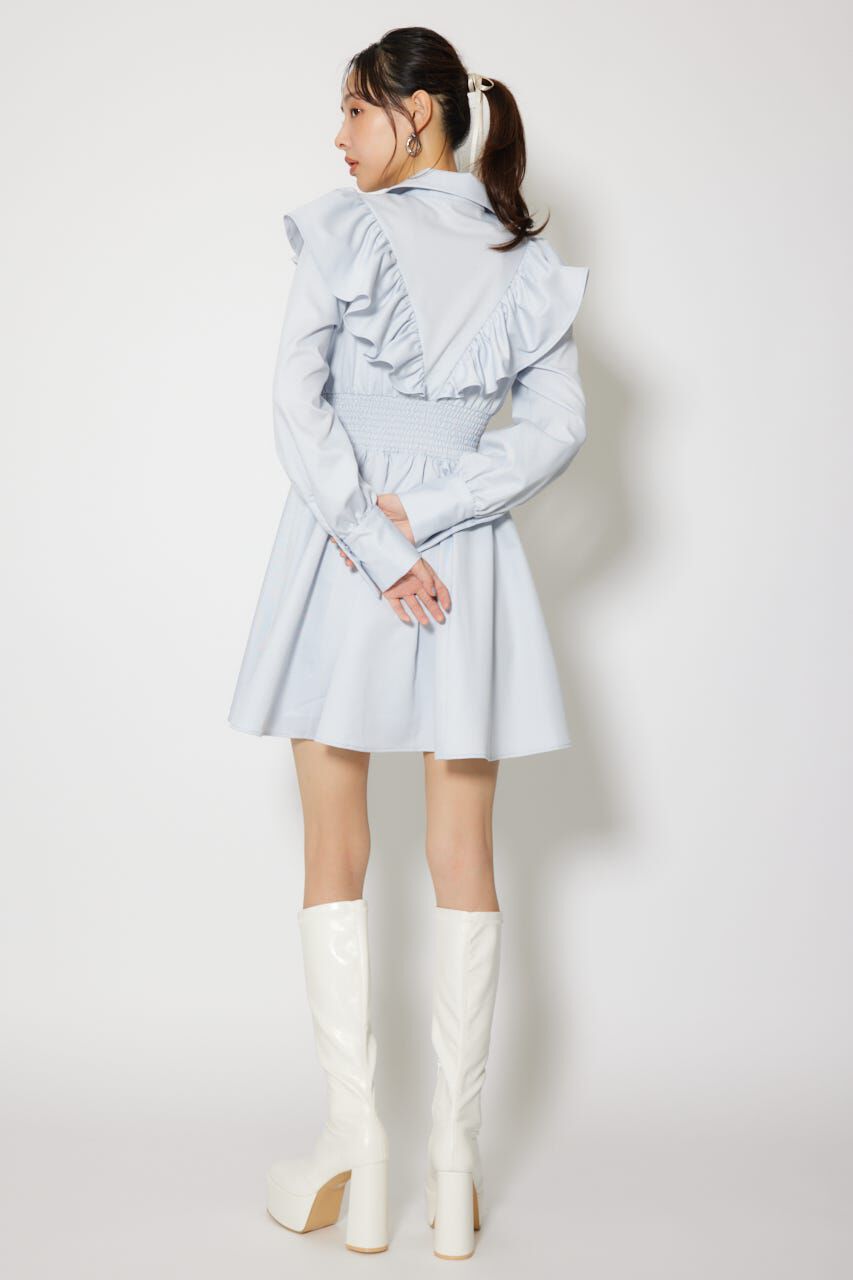 rienda「フロントZIPフリルミニシャツワンピース」|ワンピース|