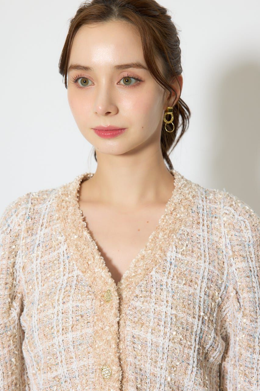 rienda「ツイードニットカーディガントップス」|ニット・セーター|