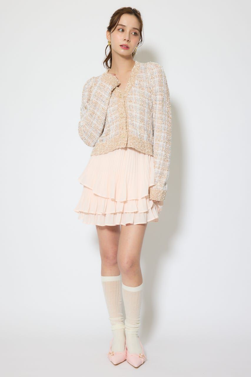 rienda「ツイードニットカーディガントップス」|ニット・セーター|