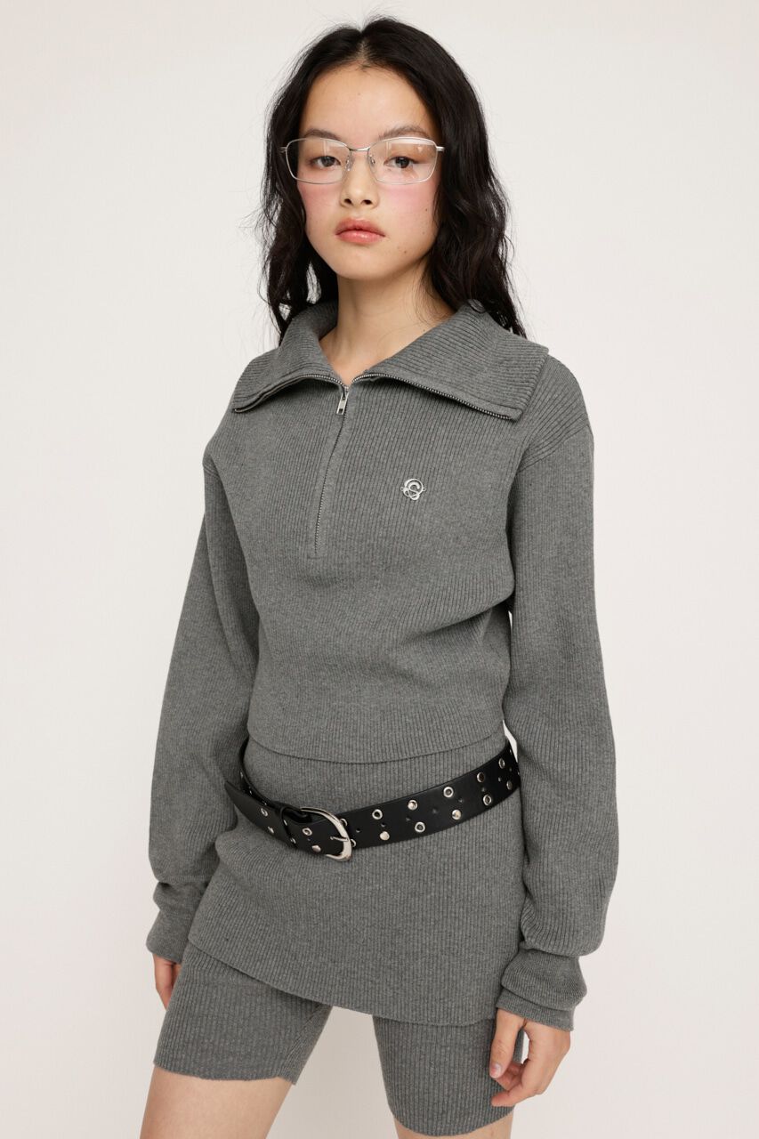 SLY「FRONT ZIP KNIT トップス」|ニット・セーター|T.GRY