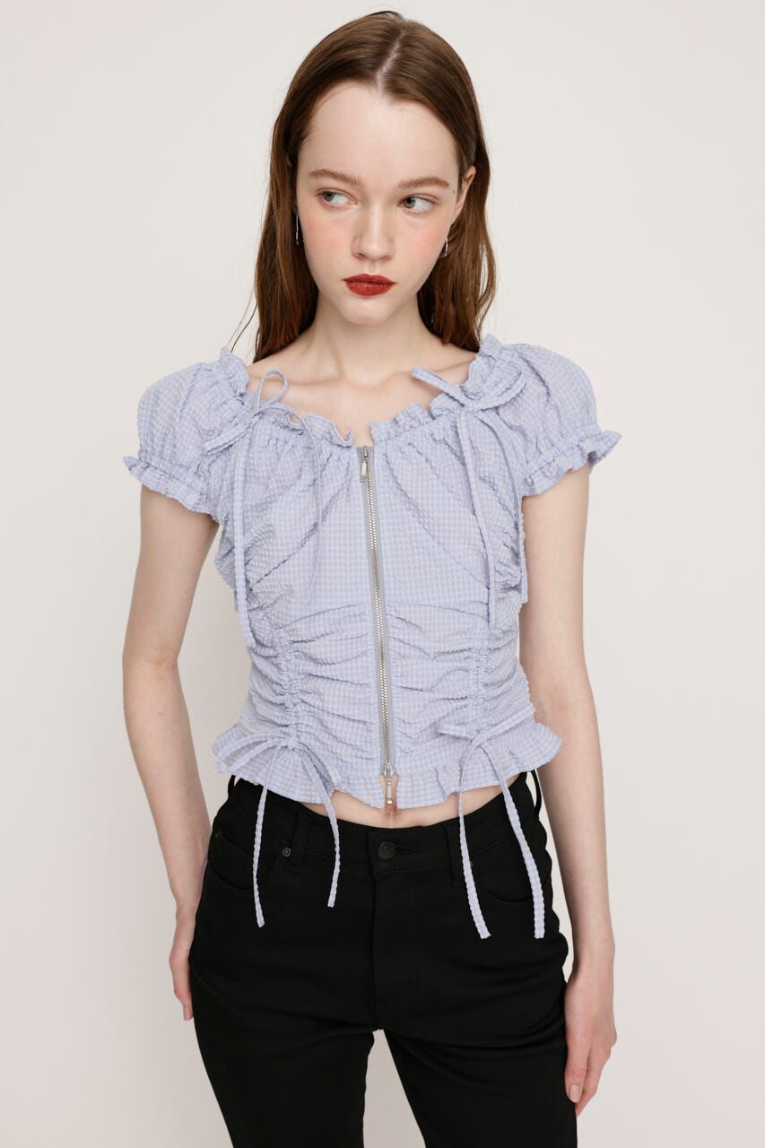 SLY「FRONTZIP 2WAY トップス」|シャツ・ブラウス|L/BLU1