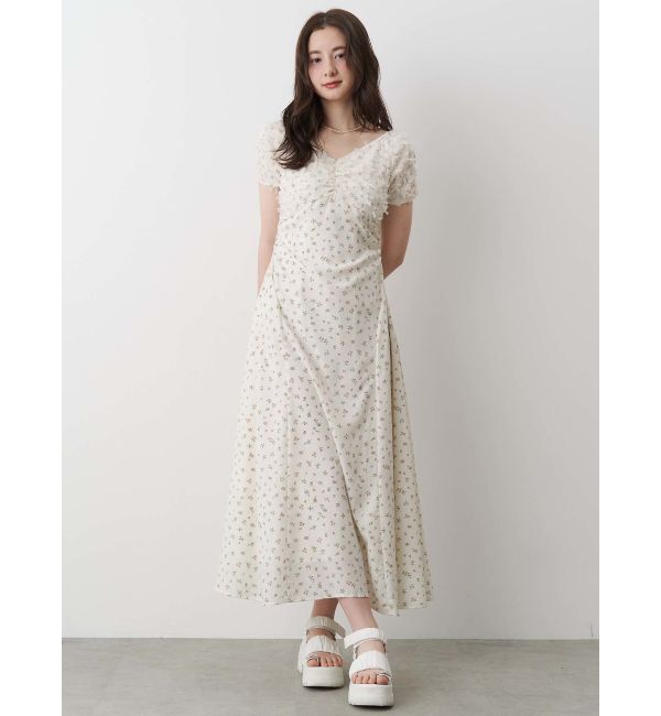 CALNAMUR「TULLE LAYERED FLOWER OP/チュールレイヤードフラワーワンピース」|ワンピース|