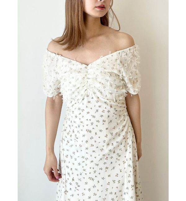 CALNAMUR「TULLE LAYERED FLOWER OP/チュールレイヤードフラワーワンピース」|ワンピース|