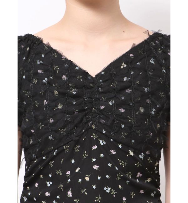 CALNAMUR「TULLE LAYERED FLOWER OP/チュールレイヤードフラワーワンピース」|ワンピース|