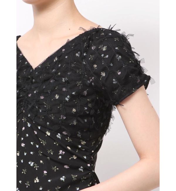 CALNAMUR「TULLE LAYERED FLOWER OP/チュールレイヤードフラワーワンピース」|ワンピース|