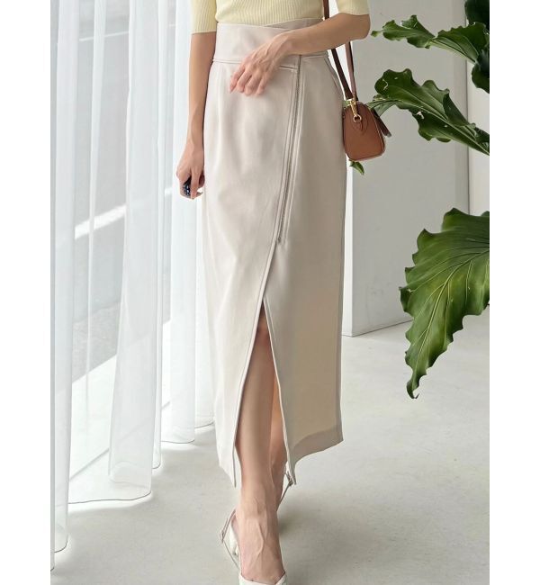 MERCURYDUO「アシメZIPナロースカート」|スカート|アイボリー