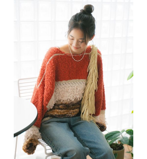 Ungrid「ファンシーヤーンスラブニット」|ニット・セーター|レッド