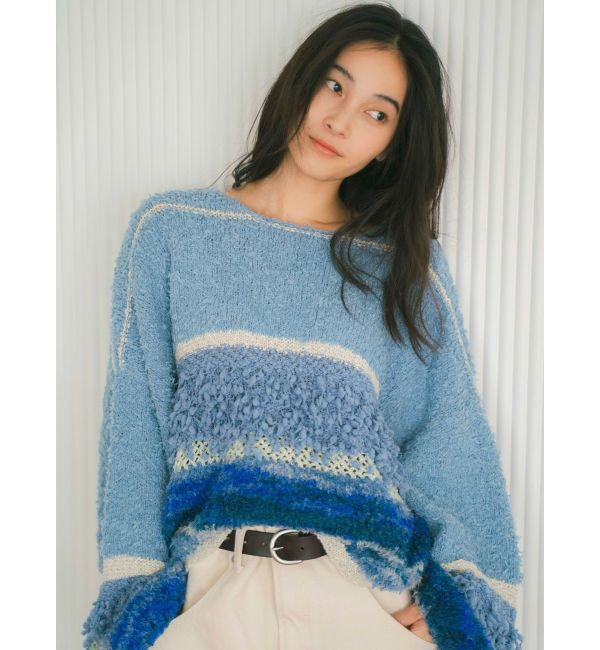 Ungrid「ファンシーヤーンスラブニット」|ニット・セーター|ブルー