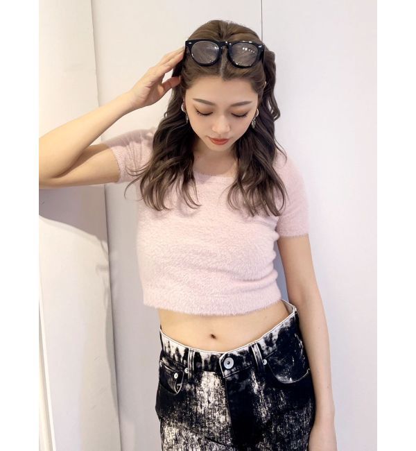 GYDA「シャギーハーフスリーブニットトップス」|ニット・セーター|