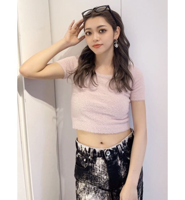 GYDA「シャギーハーフスリーブニットトップス」|ニット・セーター|