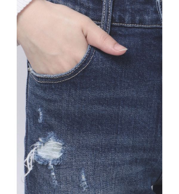 GYDA「ハイウエストダメージフレアデニムパンツ」|デニム|