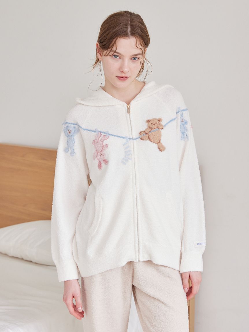 gelato pique「エアリーモコウォッシングアニマルジャガードパーカ」|ルームウェア|