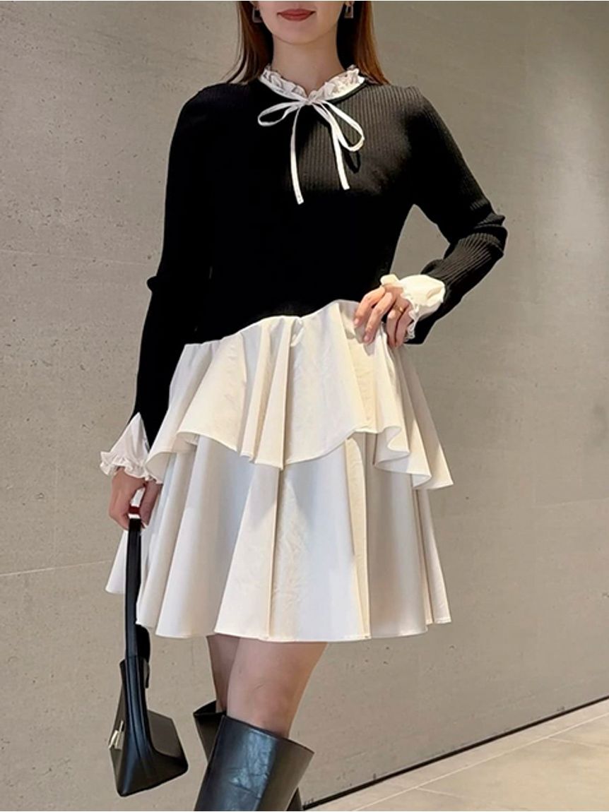 SNIDEL「Sustainableドッキングミニニットワンピース」|ワンピース|BLK