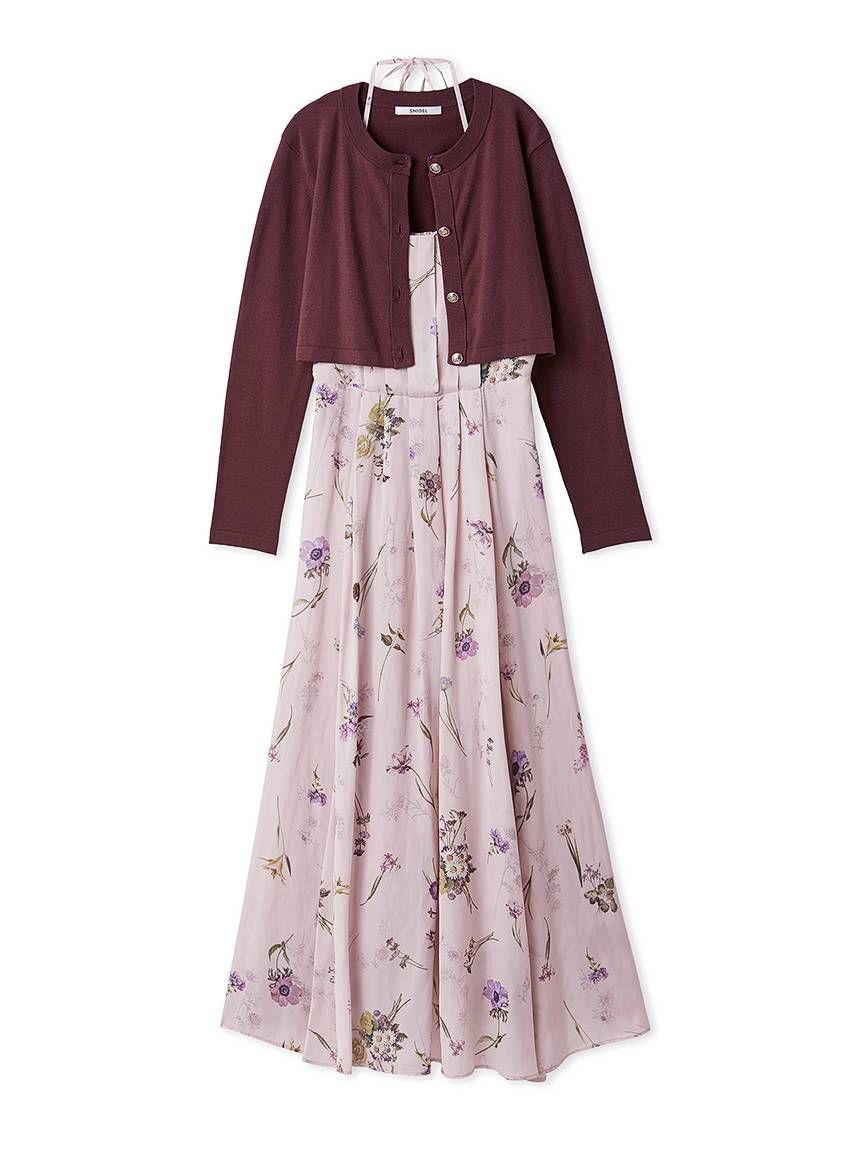 SNIDEL「カーデセットフローラルプリントキャミワンピース」|ワンピース|