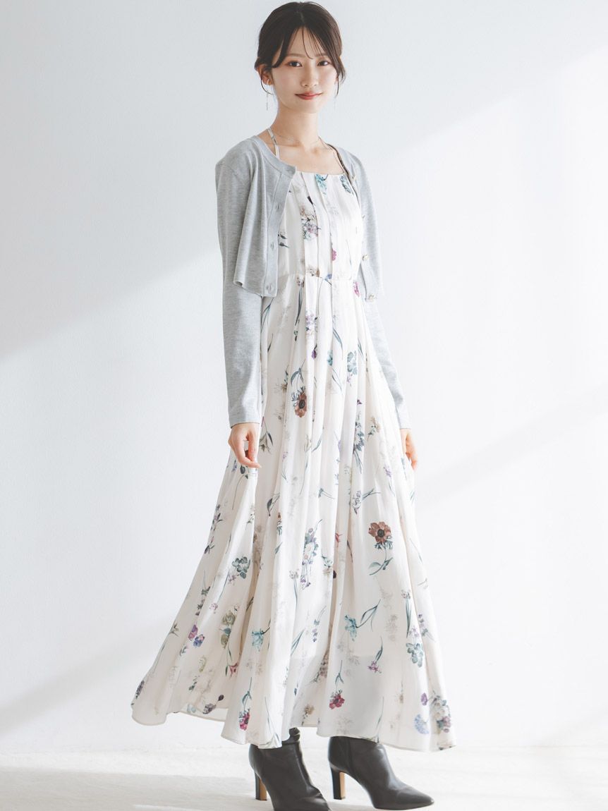 SNIDEL「カーデセットフローラルプリントキャミワンピース」|ワンピース|